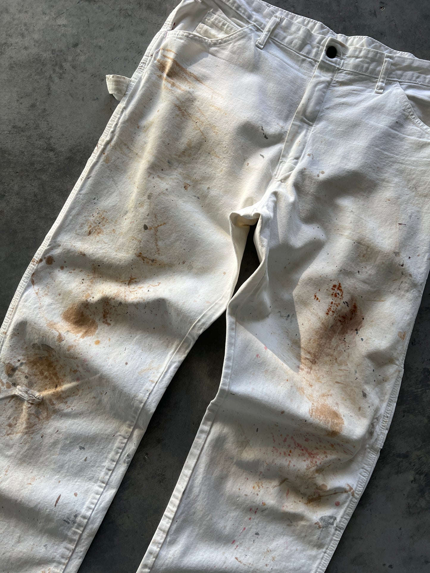 Vintage White Paint Stained Dickie Pants - 34x31