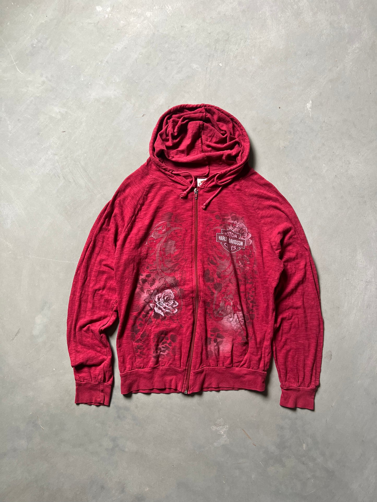 Vintage Red Harley Davidson Hoodie - L