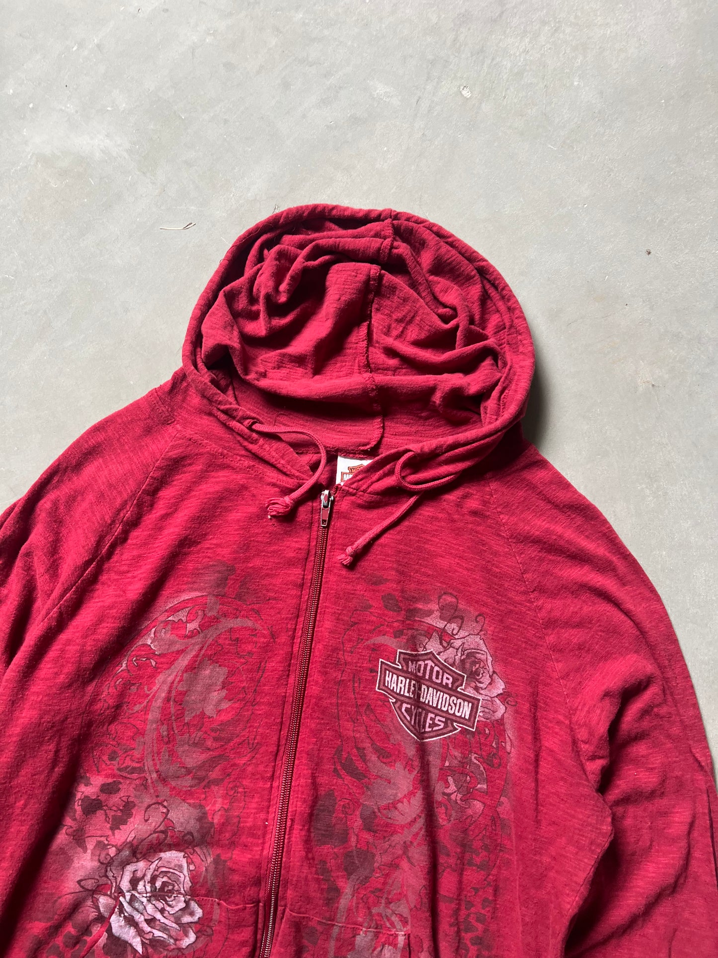 Vintage Red Harley Davidson Hoodie - L