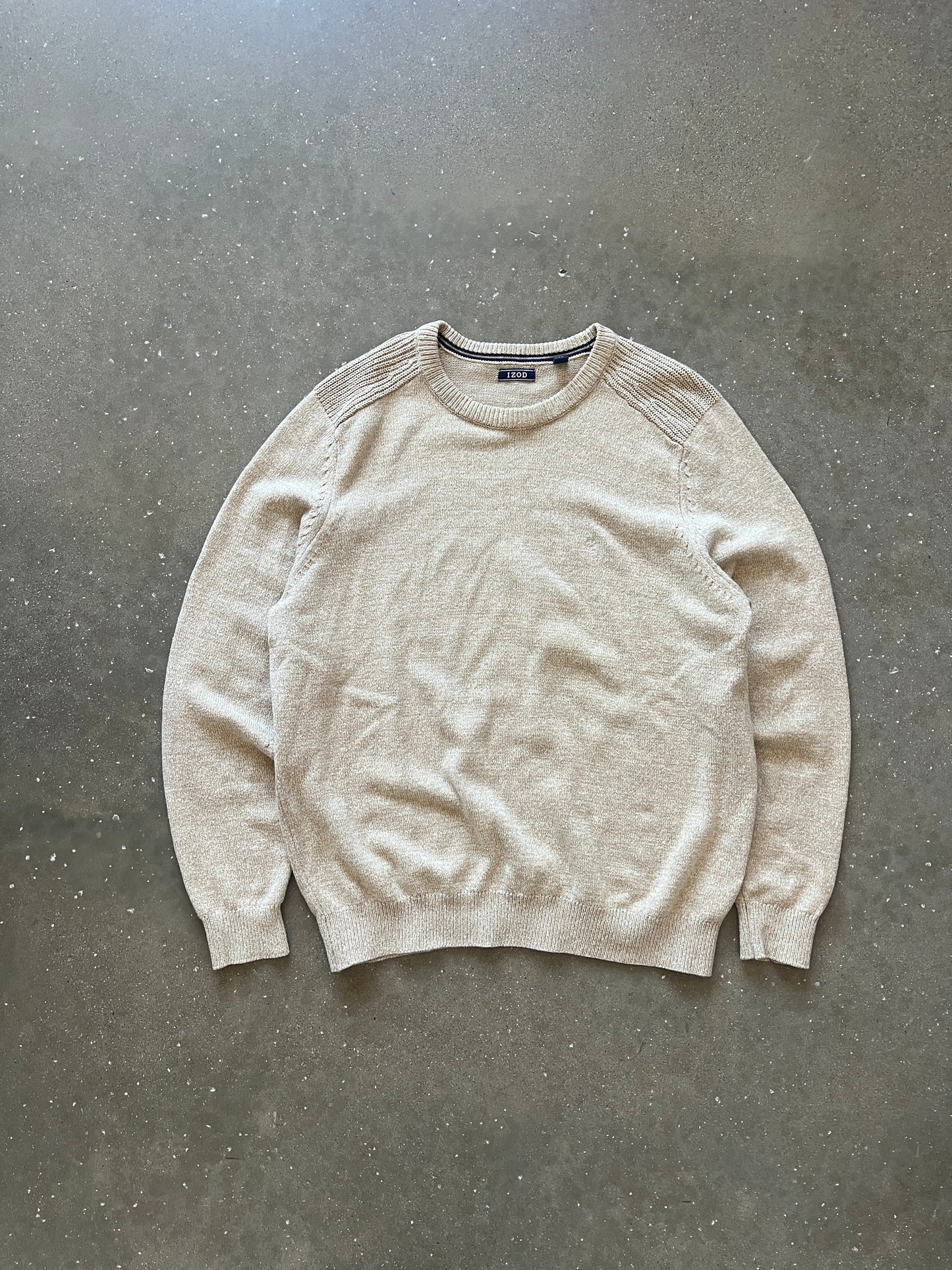 Vintage Cream White Knit Izod Sweater - L