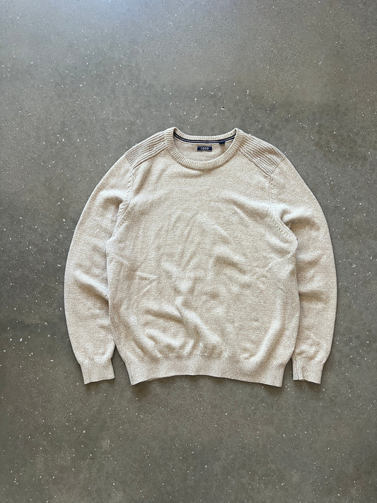 Vintage Cream White Knit Izod Sweater - L
