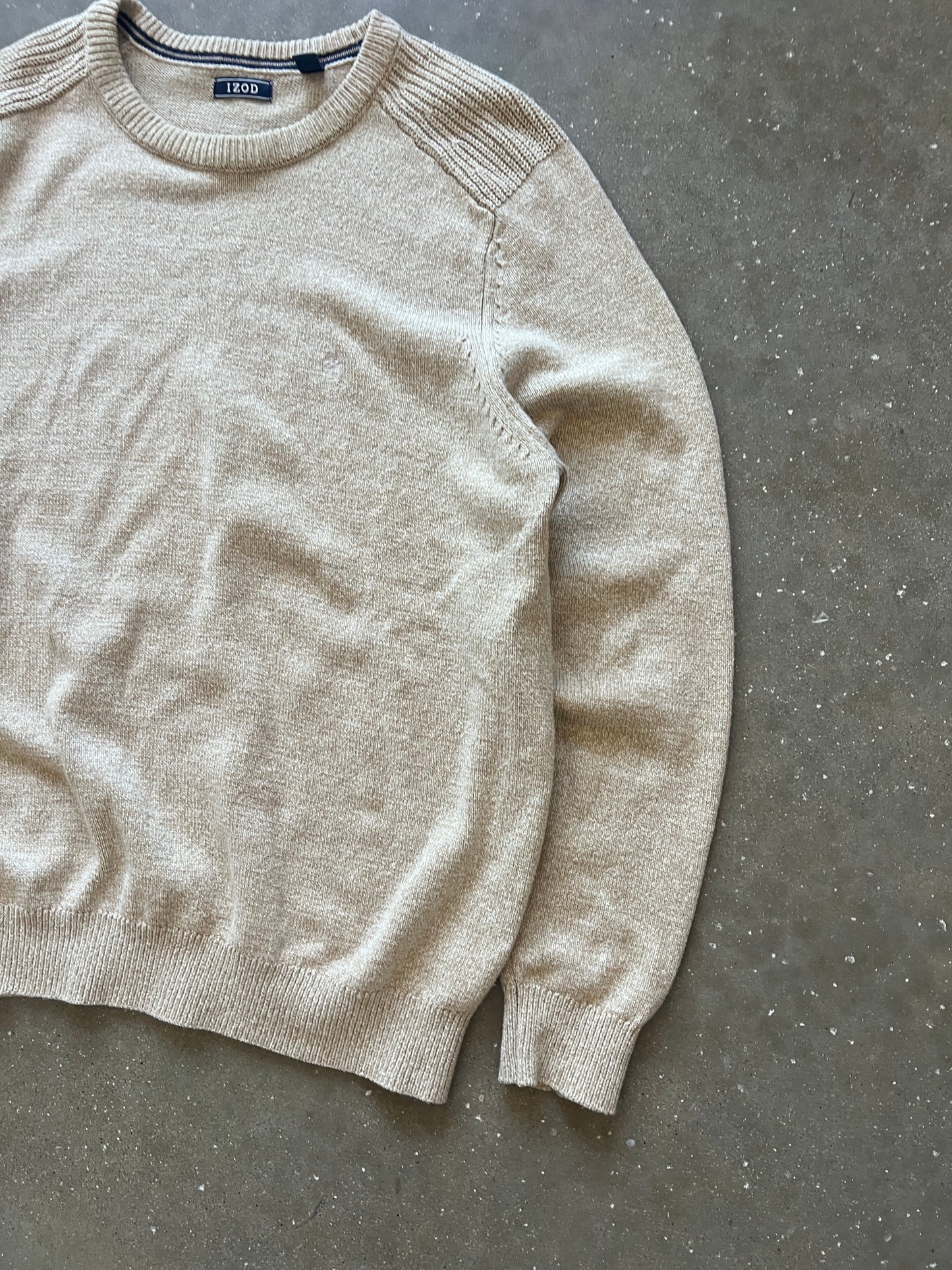 Vintage Cream White Knit Izod Sweater - L
