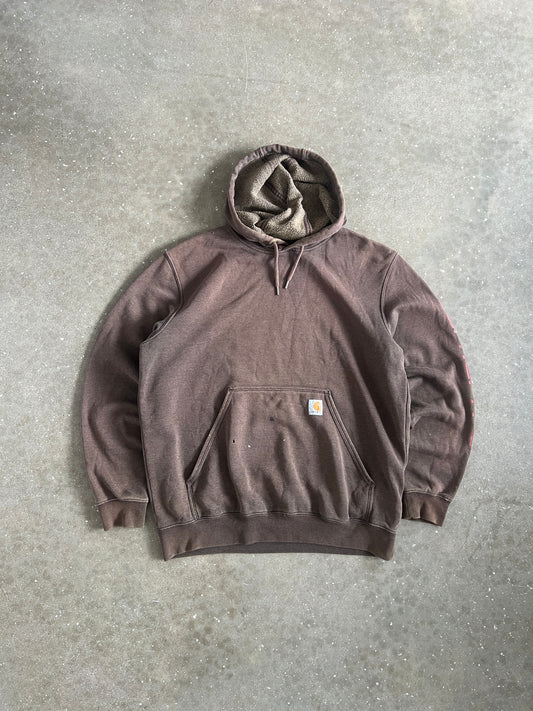 Vintage Brown Faded Distressed Carhartt Hoodie - L