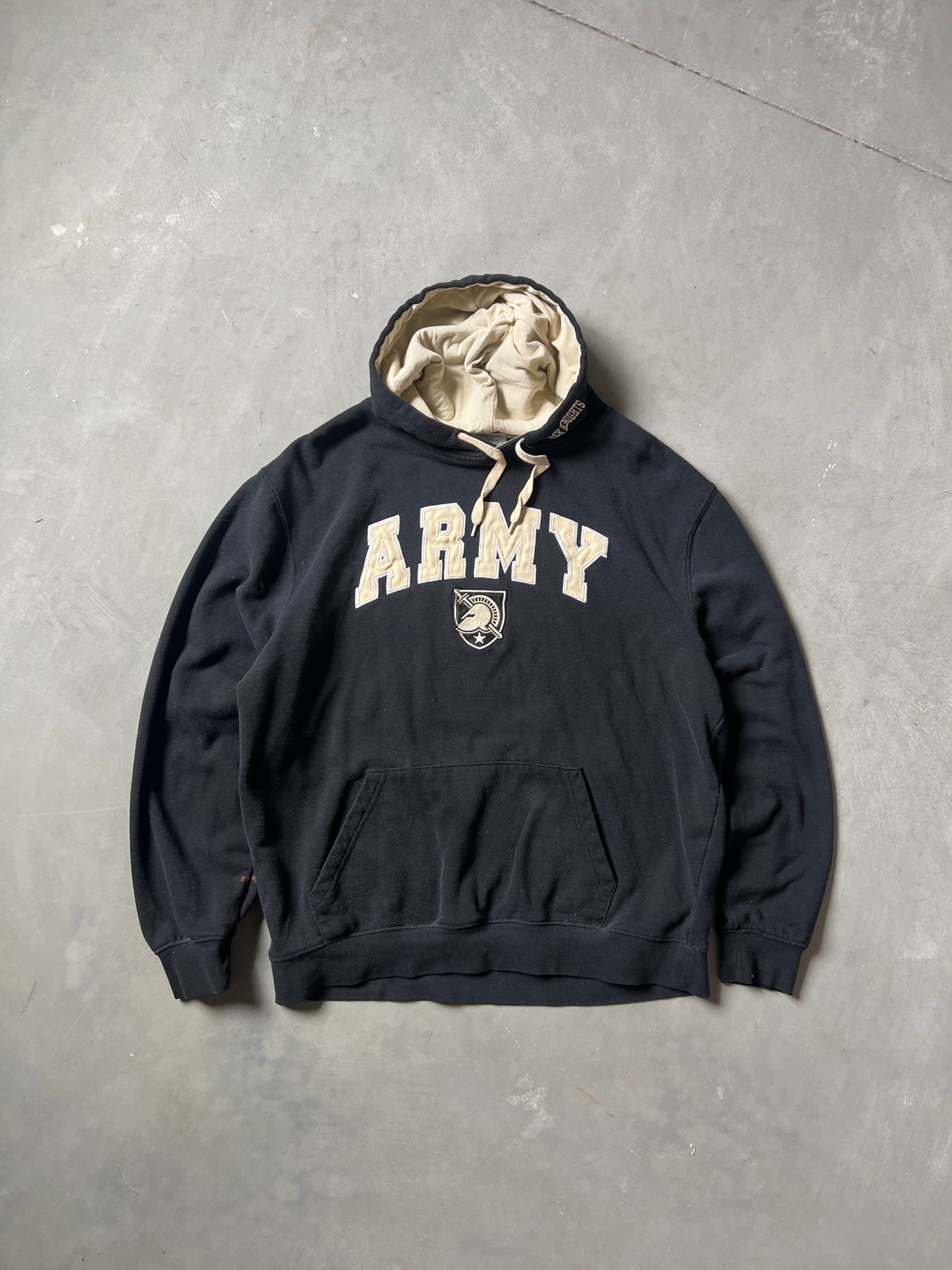 Vintage Black ARMY Spellout Hoodie - XL