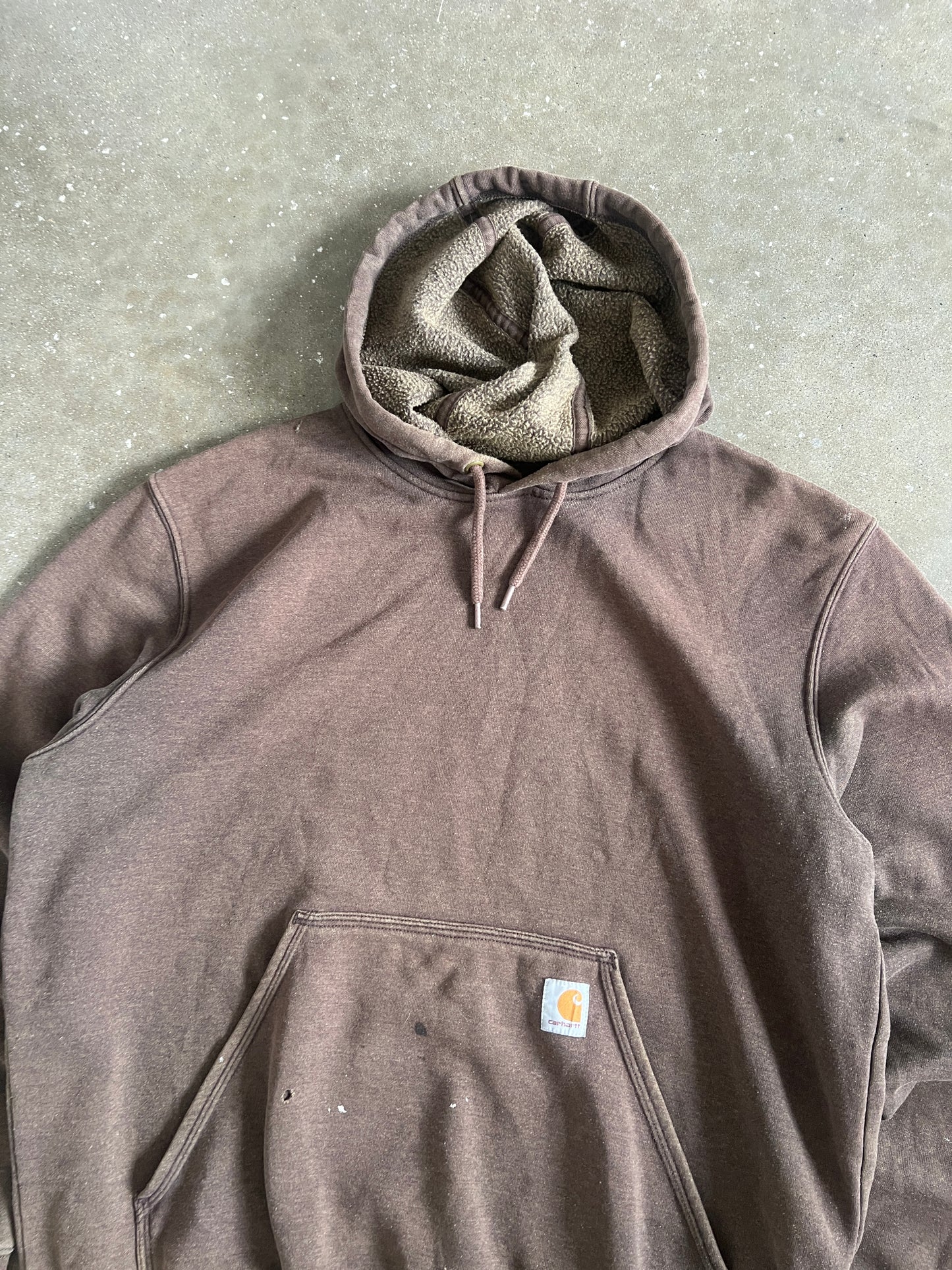 Vintage Brown Faded Distressed Carhartt Hoodie - L