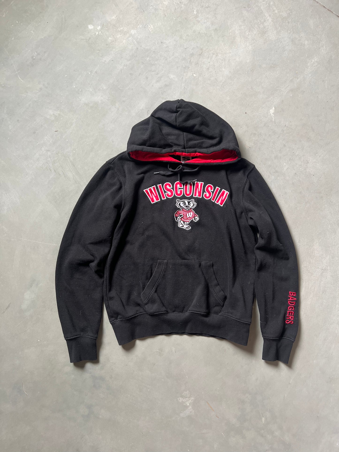 Vintage Black Wisconsin Hoodie - M
