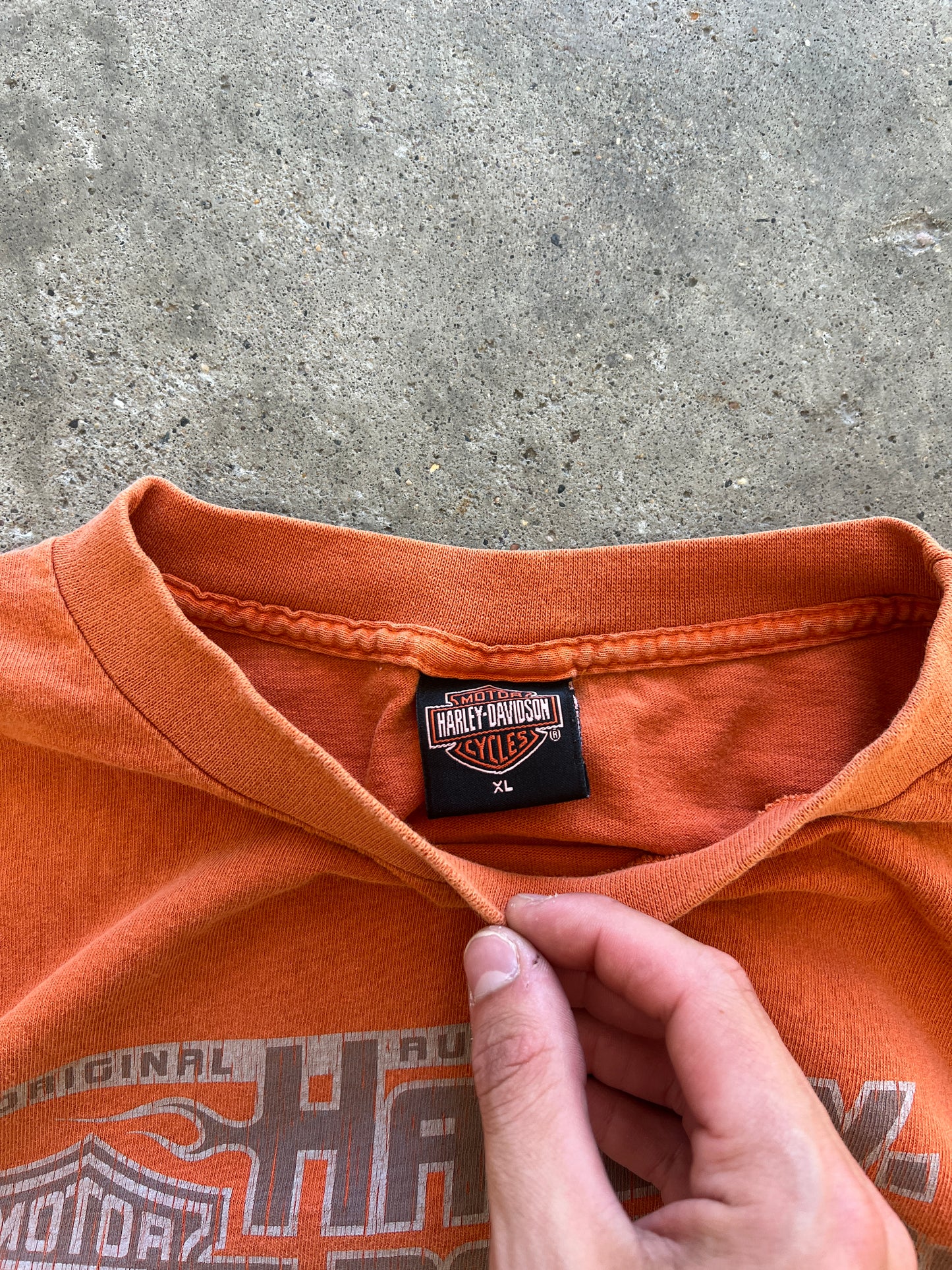 Vintage Orange Harley Davidson Shirt - XL