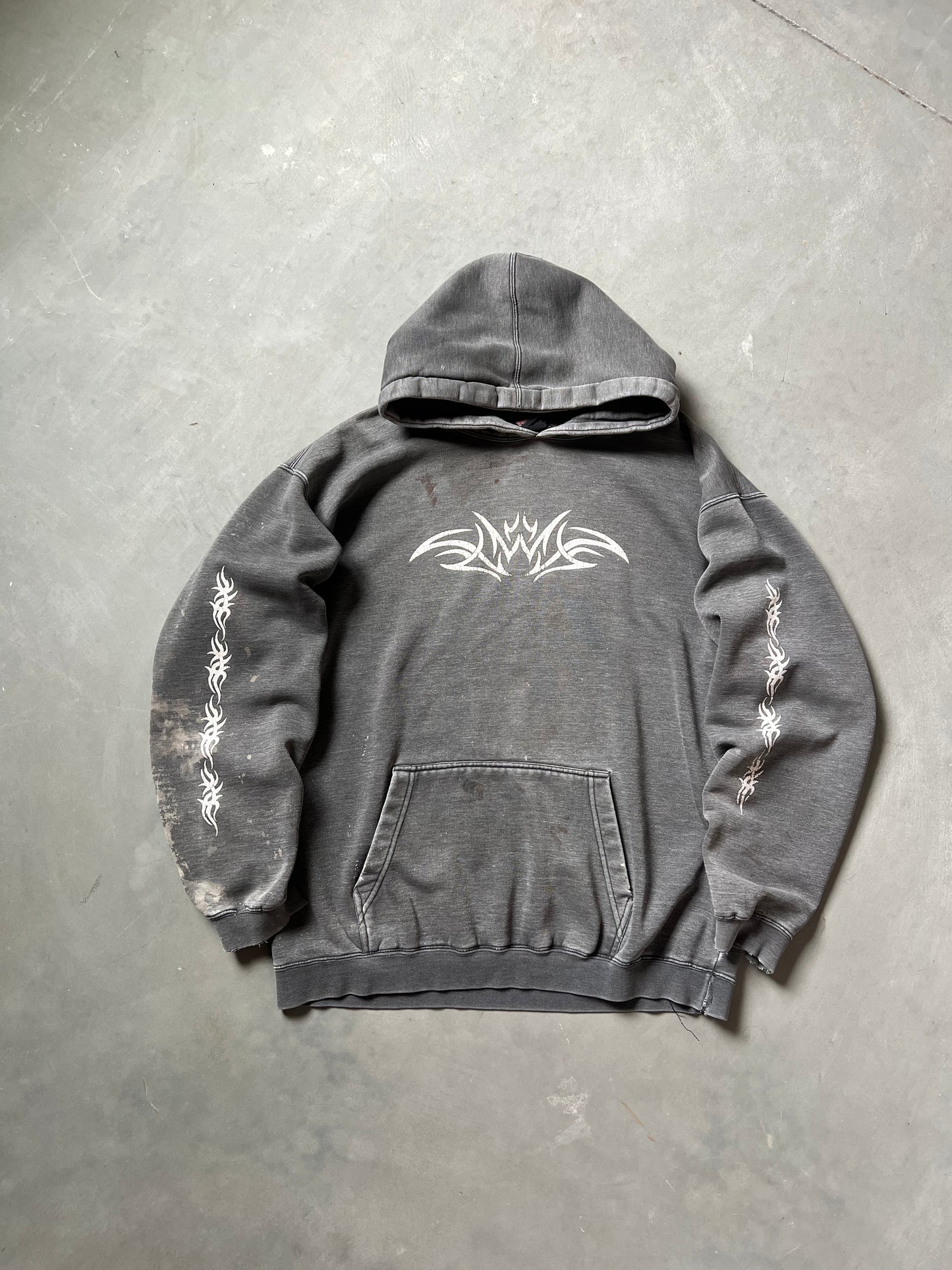 Vintage Faded Grey Y2k Barbwire Hoodie - L