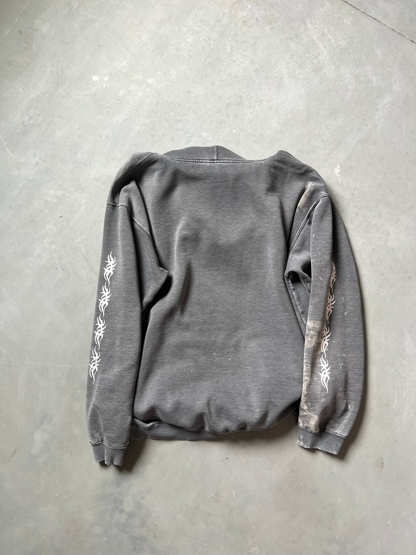 Vintage Faded Grey Y2k Barbwire Hoodie - L