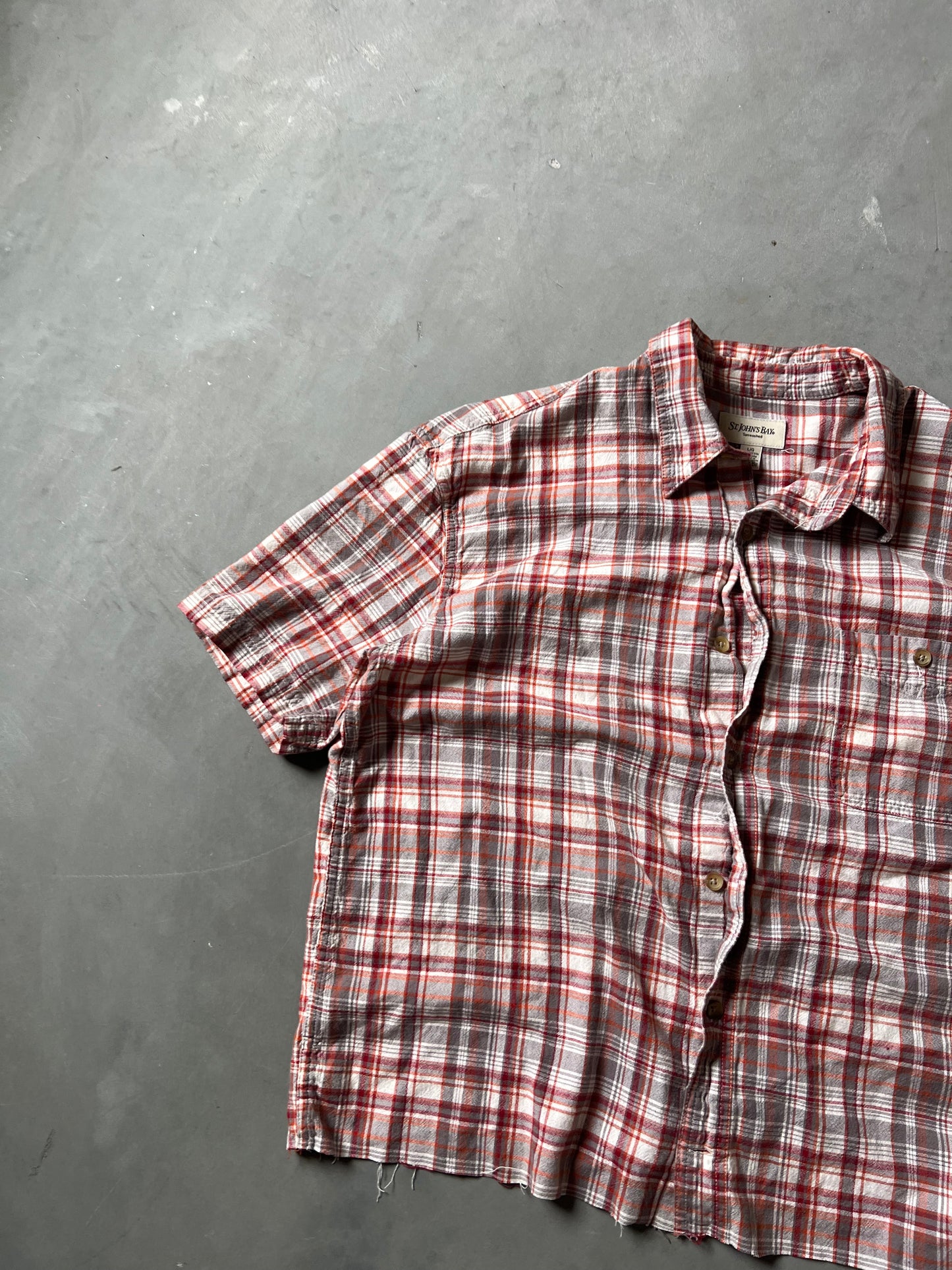Vintage Red & Orange Button Up Shirt - L