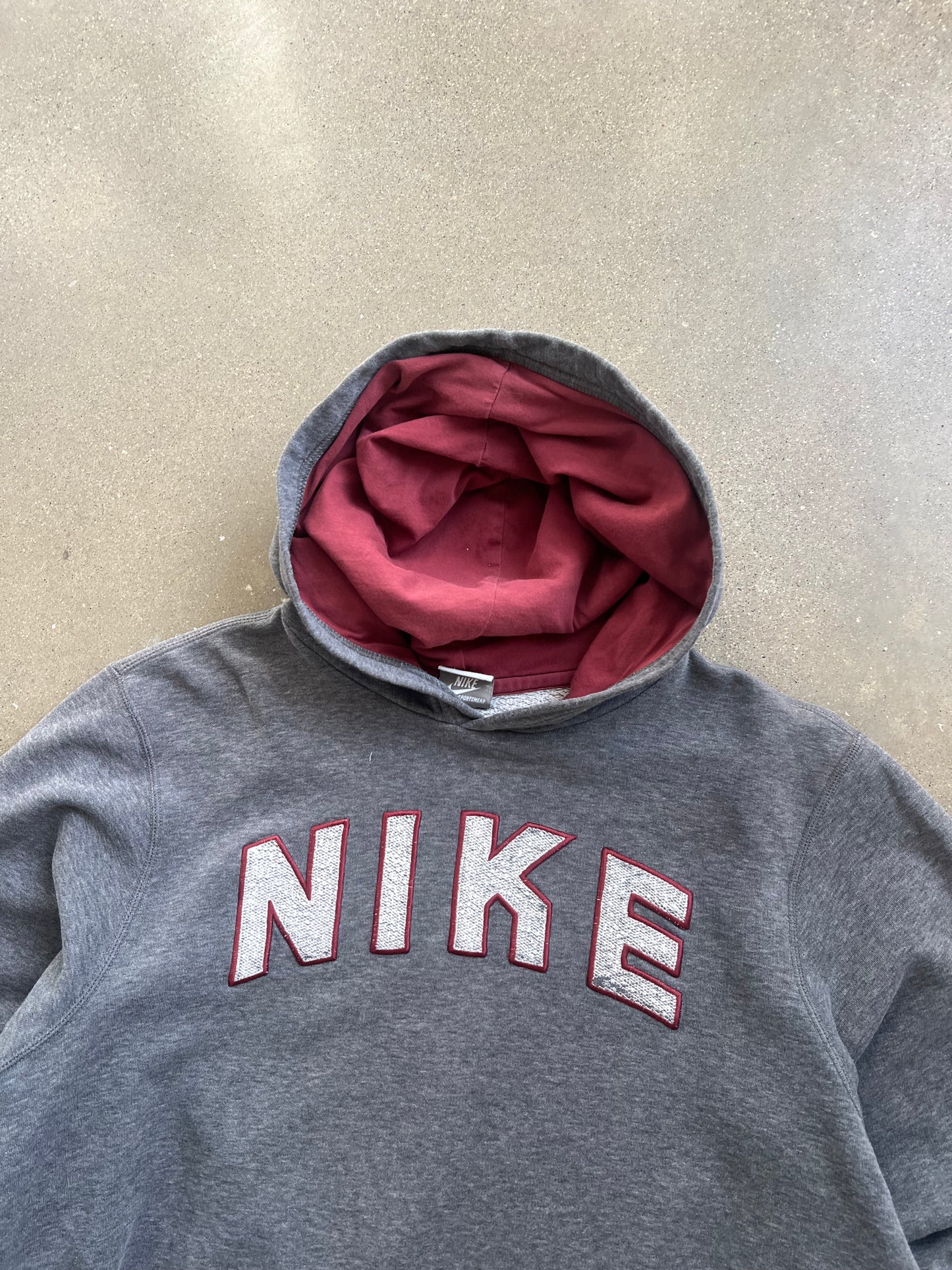 Vintage Grey Nike Spellout Hoodie - XS