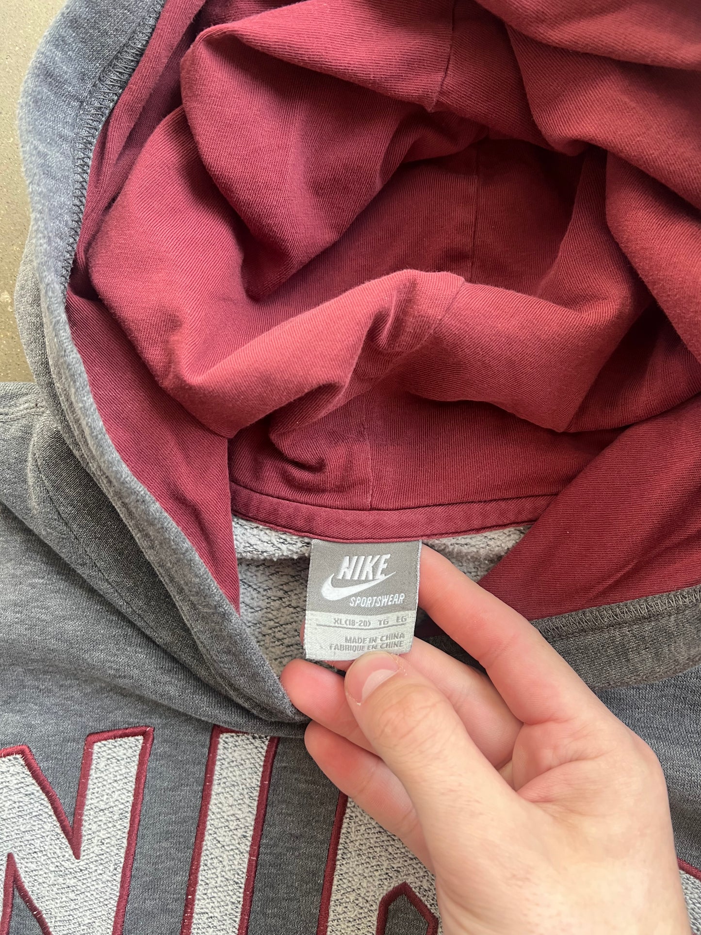 Vintage Grey Nike Spellout Hoodie - XS