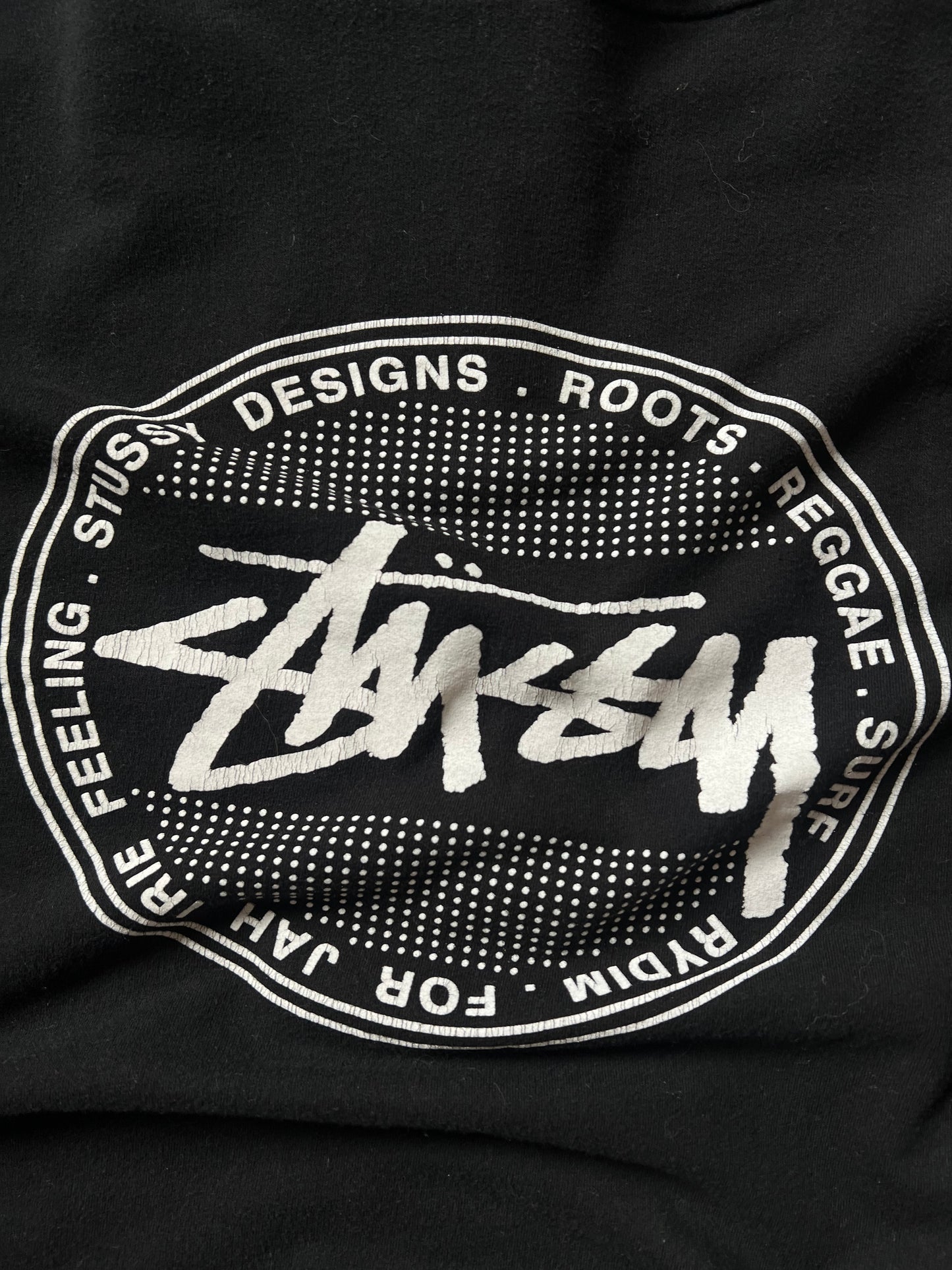 Vintage Black Stussy Logo Hoodie - S