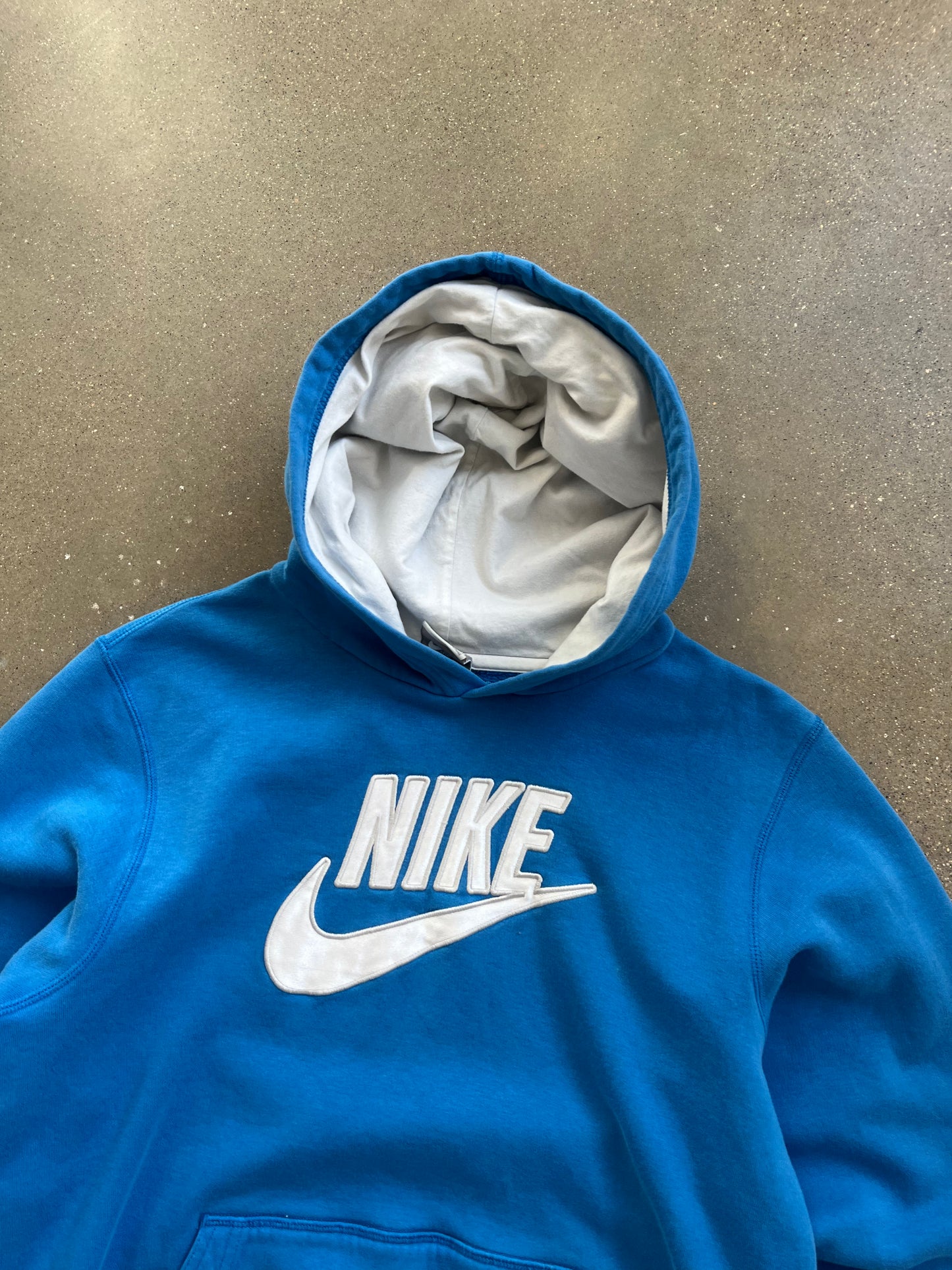Vintage Blue Nike Spellout Hoodie - XS