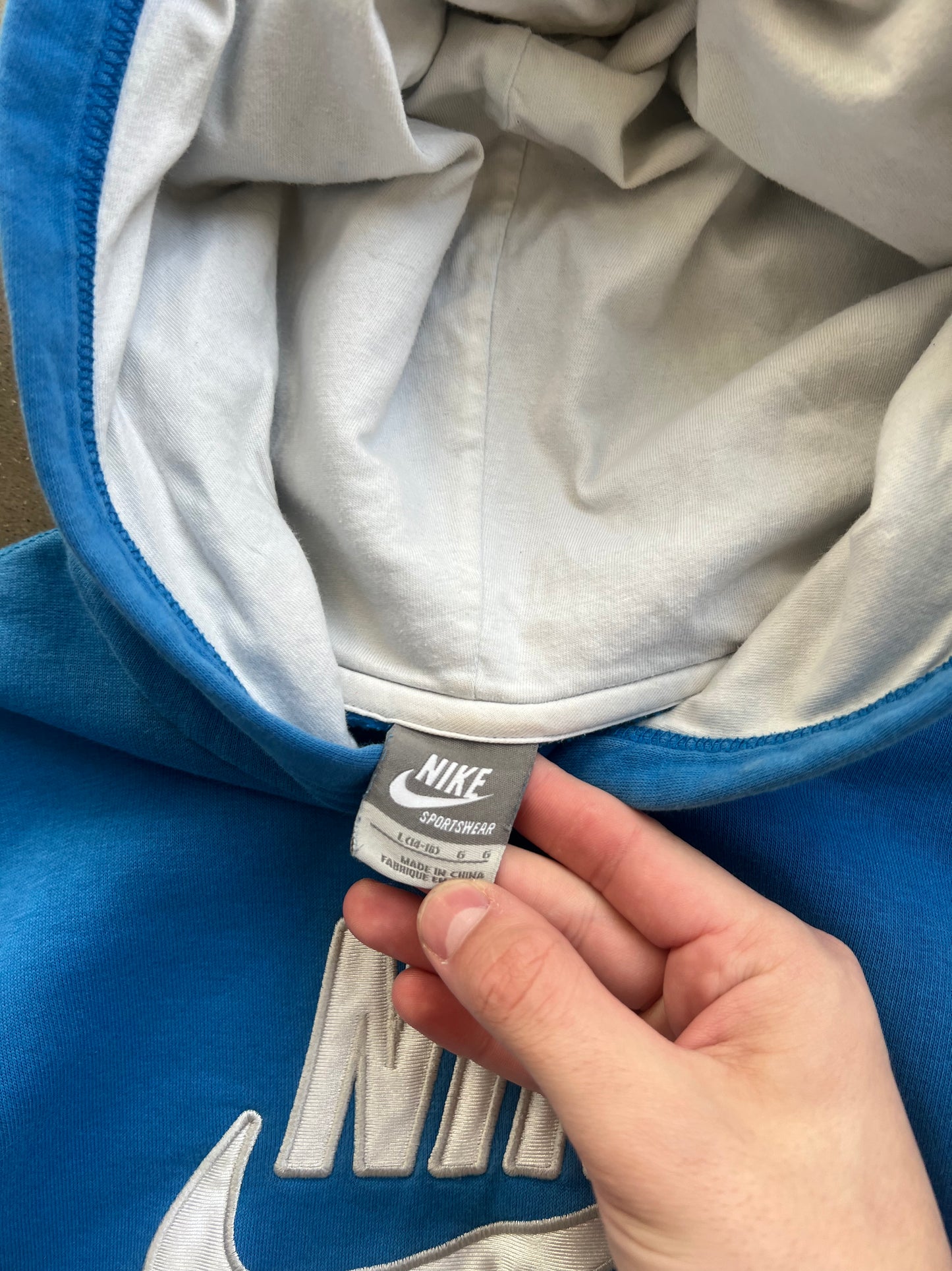 Vintage Blue Nike Spellout Hoodie - XS