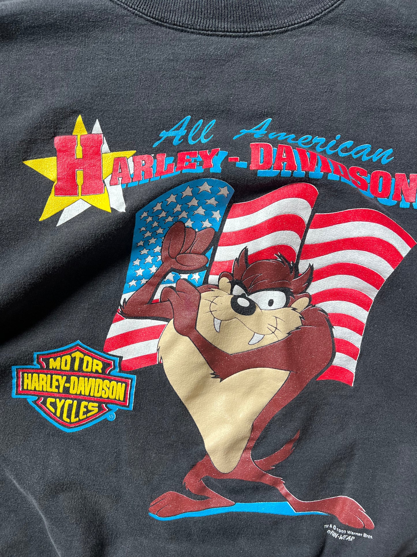 Vintage All American Harley Davidson Taz Crew - M