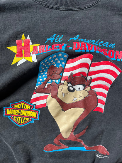 Vintage All American Harley Davidson Taz Crew - M