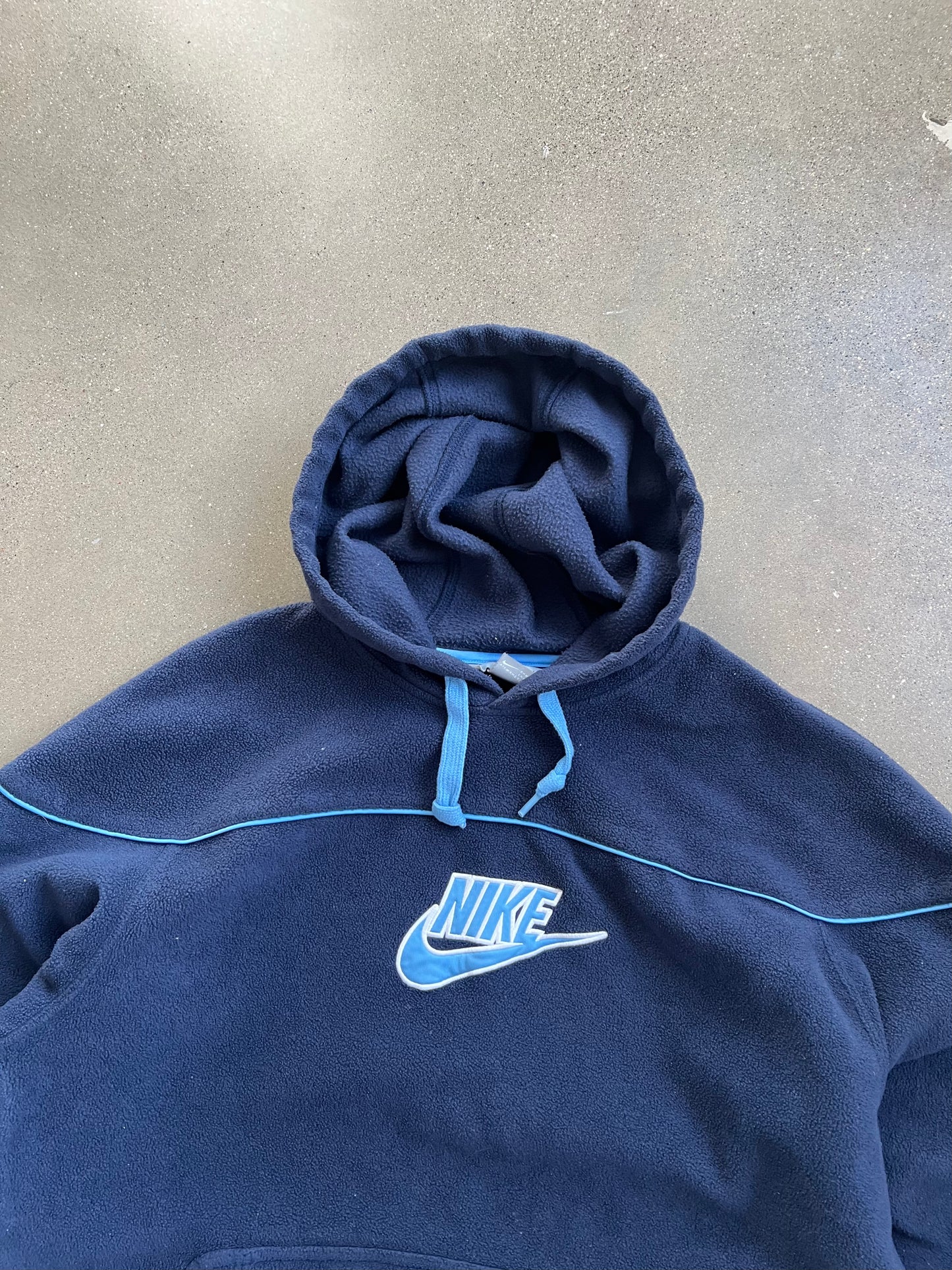 Vintage Navy Blue Nike Fleece Hoodie - L