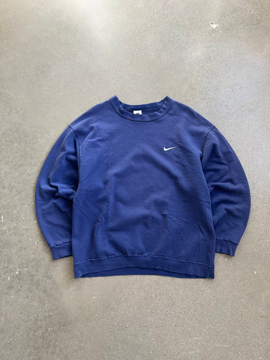 Vintage Navy Blue Nike Swoosh Crew - L