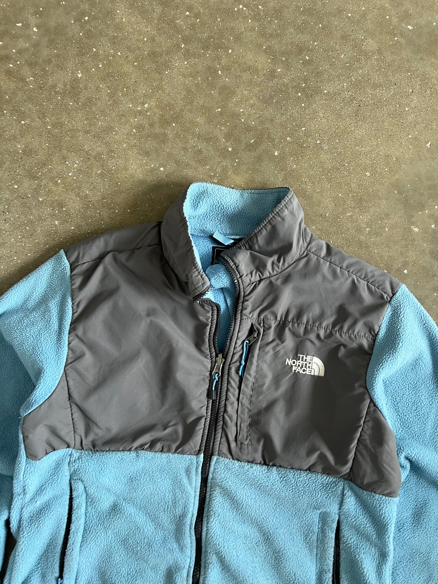 Vintage Blue and Grey Northface Zip Fleece - L