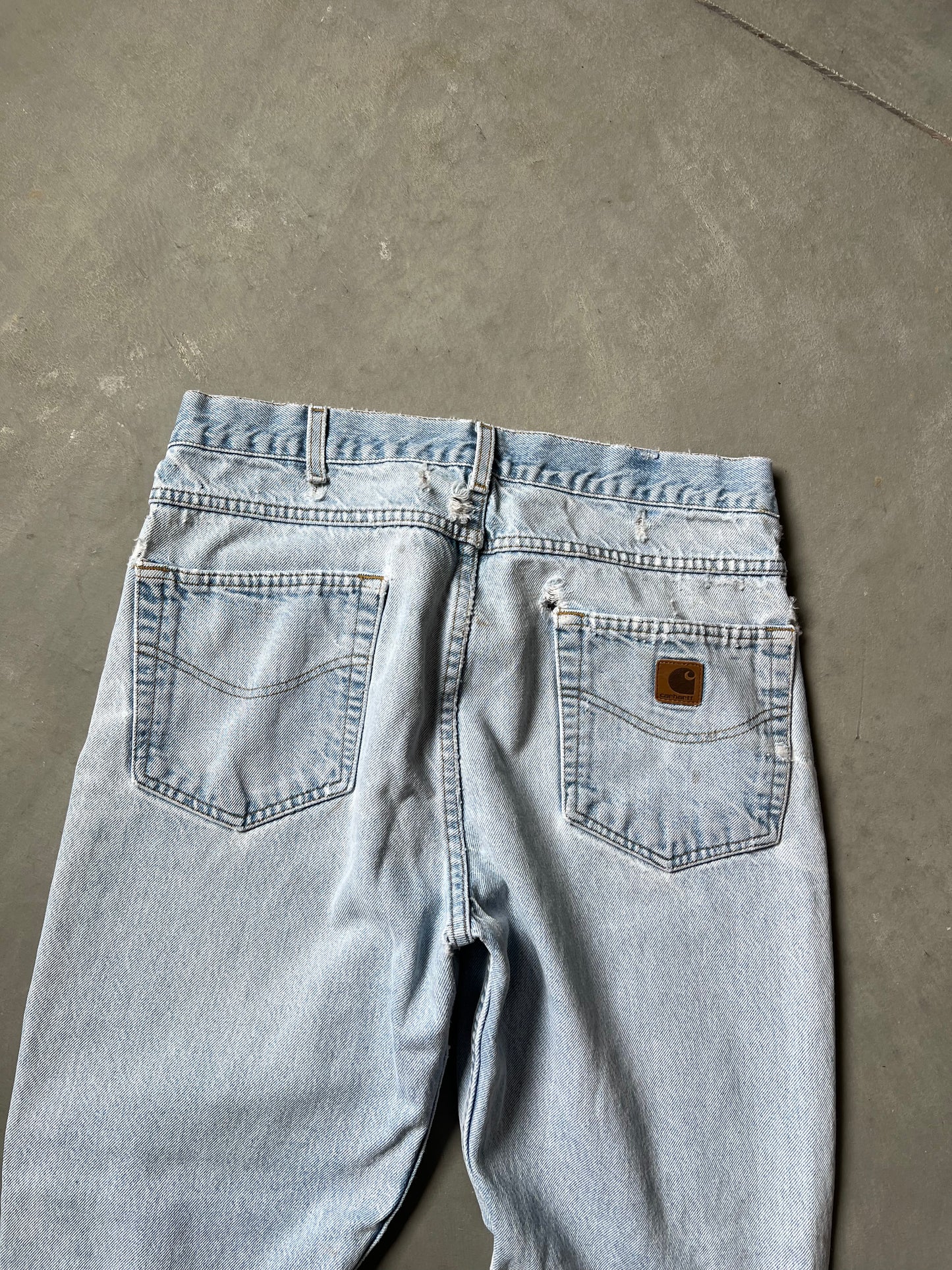Vintage Faded Denim Blue Carhartt Pants - 32