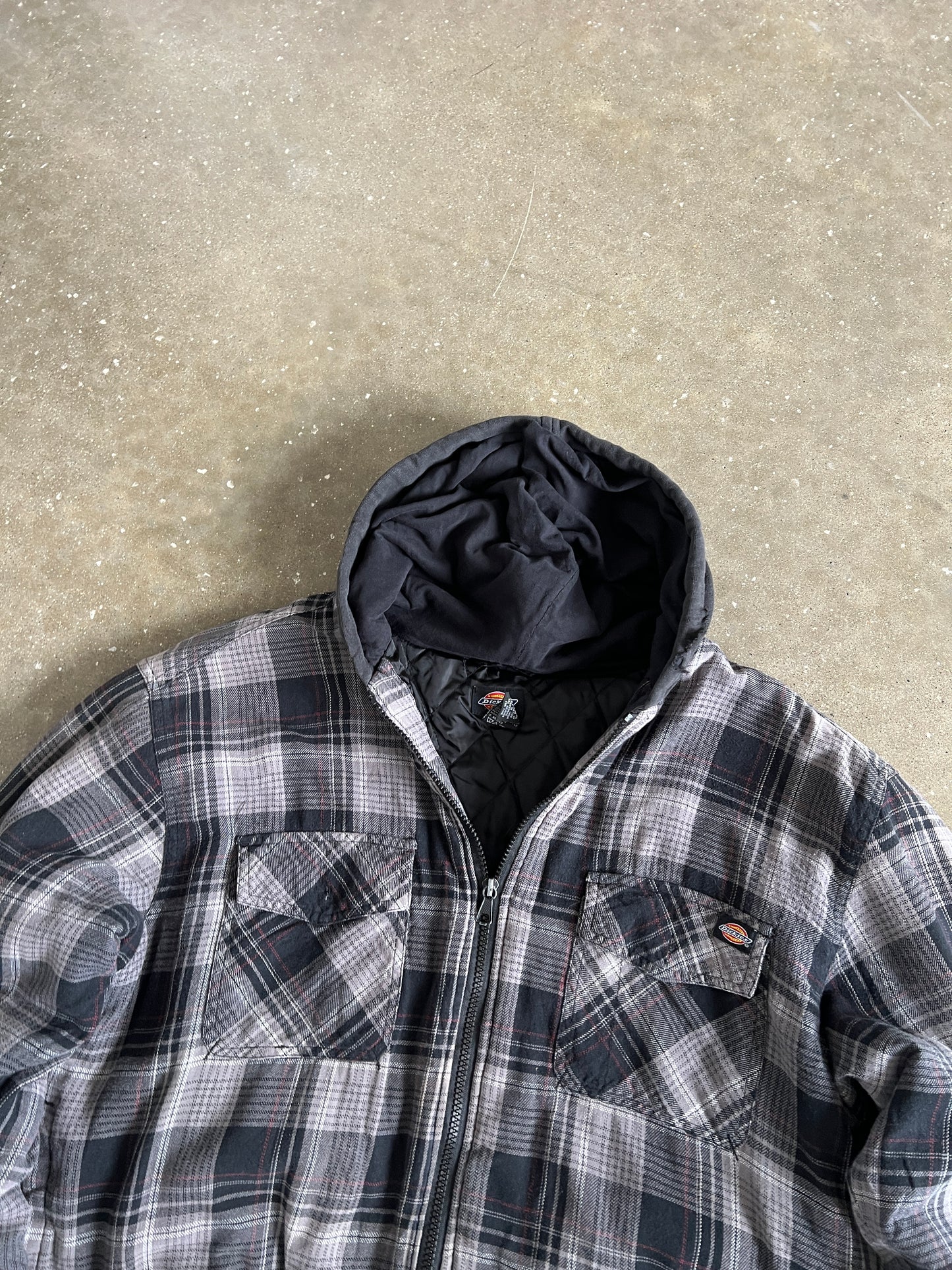 Vintage Black and White Plaid Dickies Zip Jacket - L