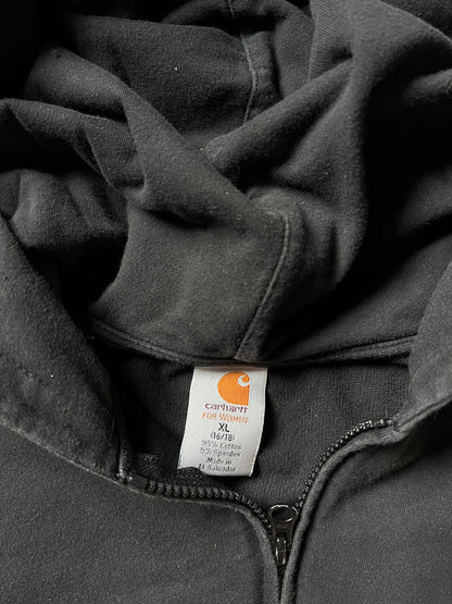 Vintage Black Carhartt Zip Up Hoodie - XL