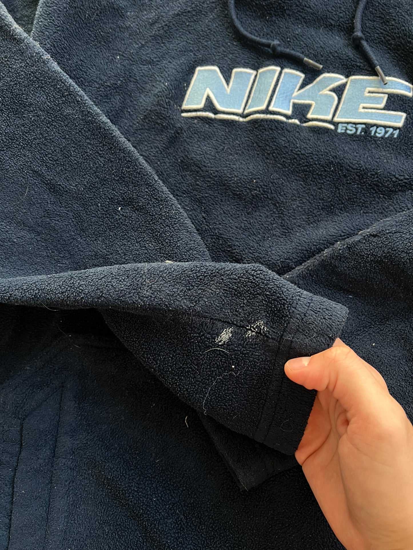 Vintage Blue Nike Fleece Hoodie - M