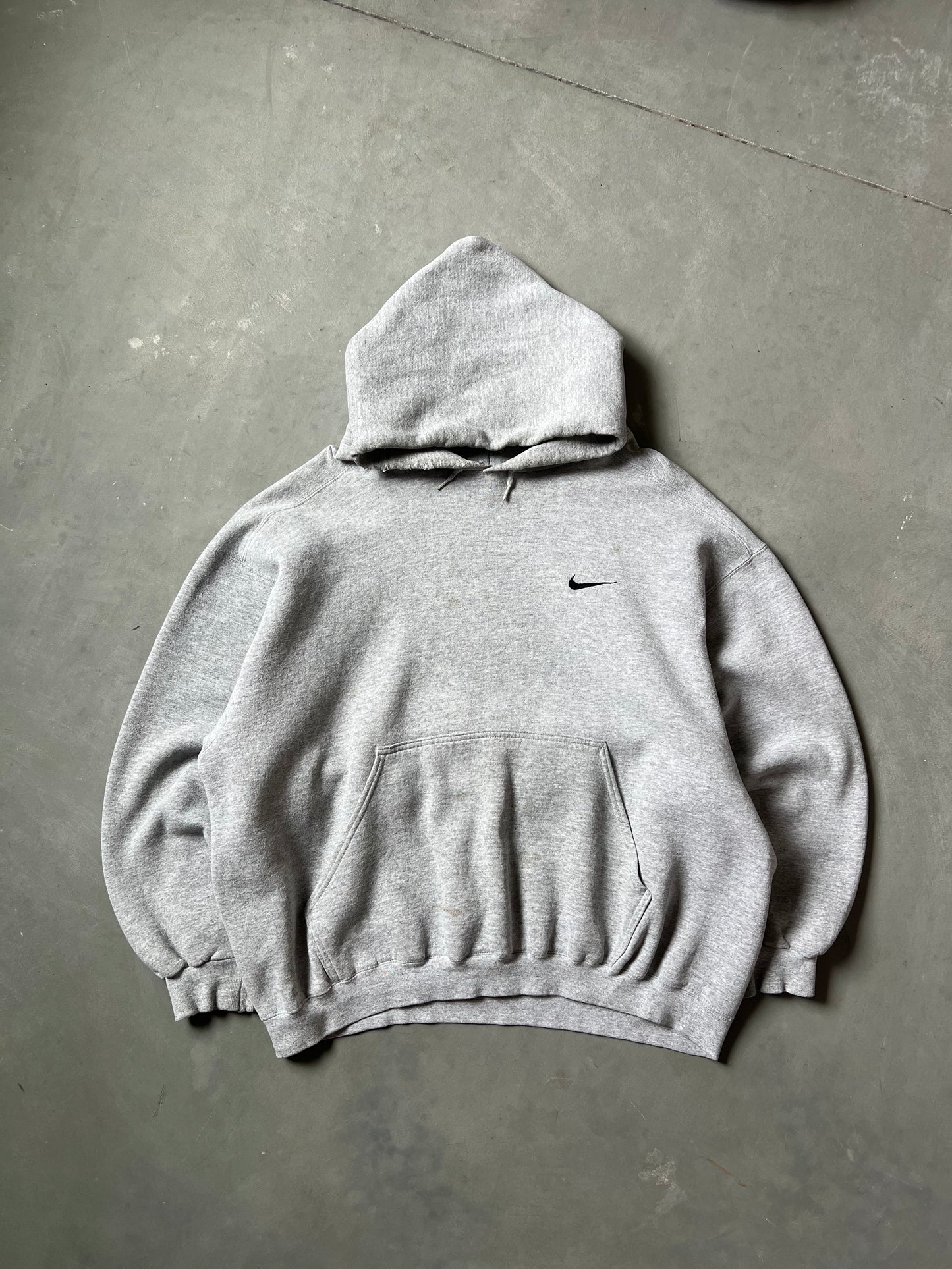 Vintage Grey 90s Nike Swoosh Hoodie - XL