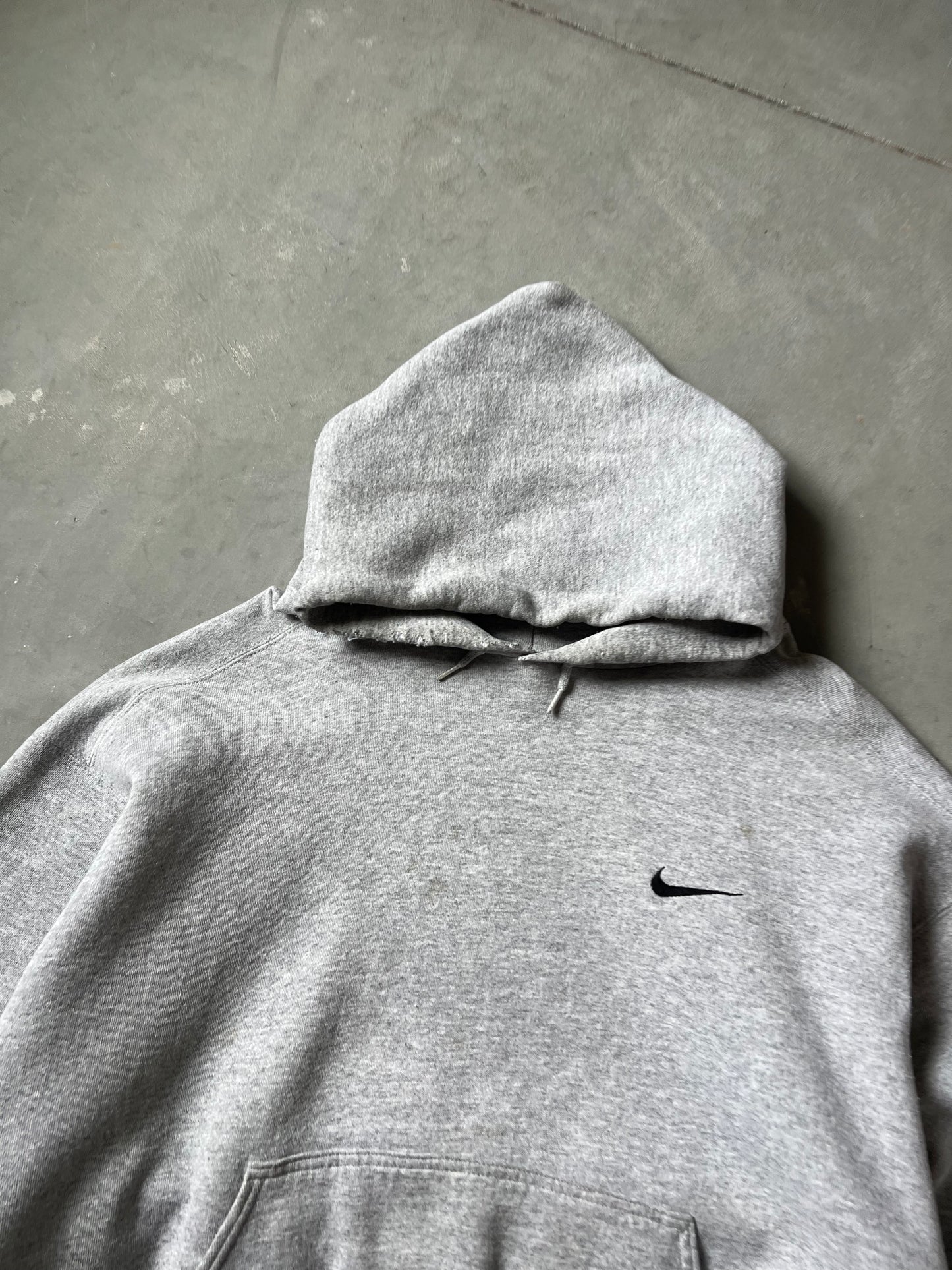 Vintage Grey 90s Nike Swoosh Hoodie - XL