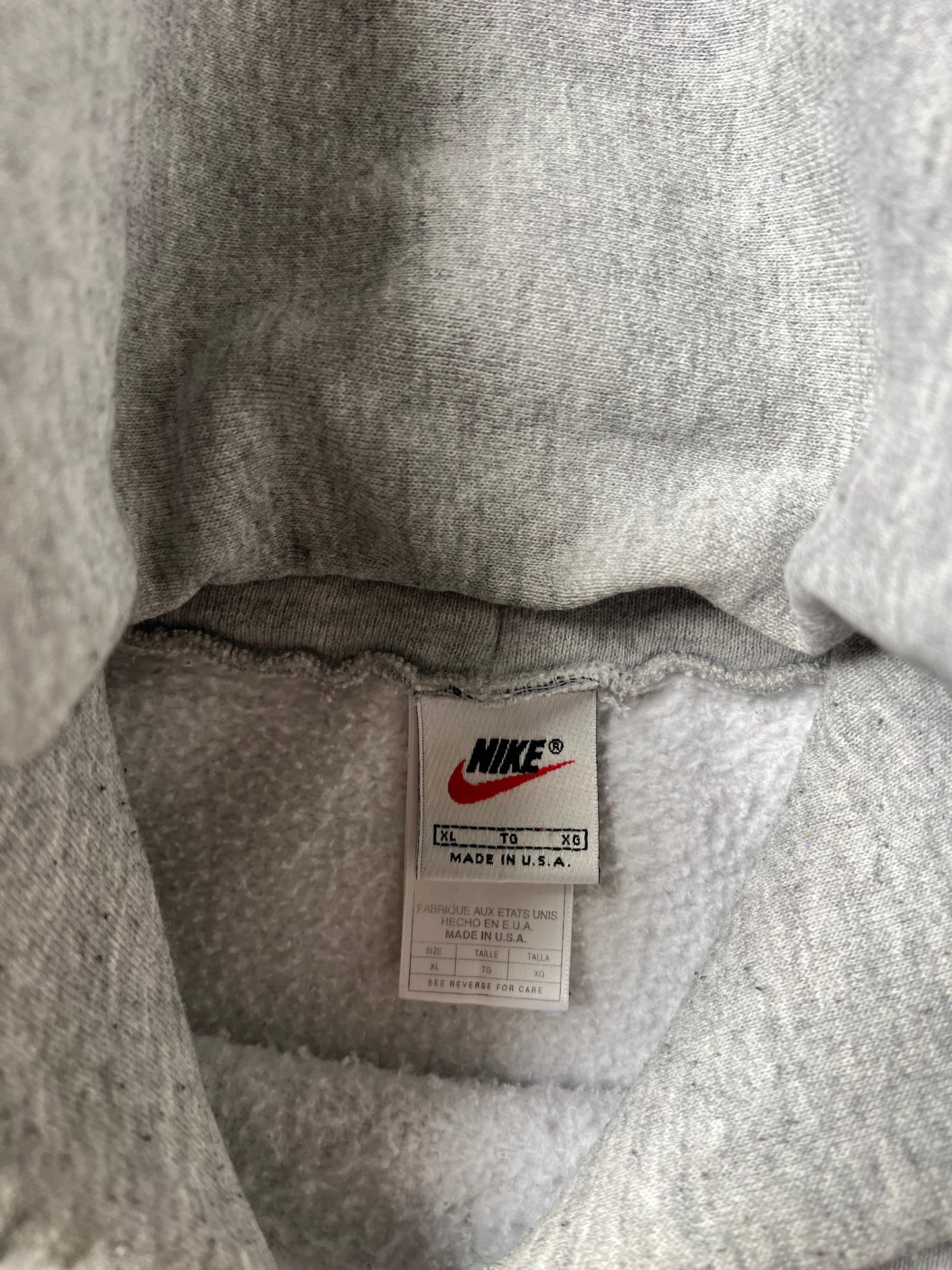 Vintage Grey 90s Nike Swoosh Hoodie - XL