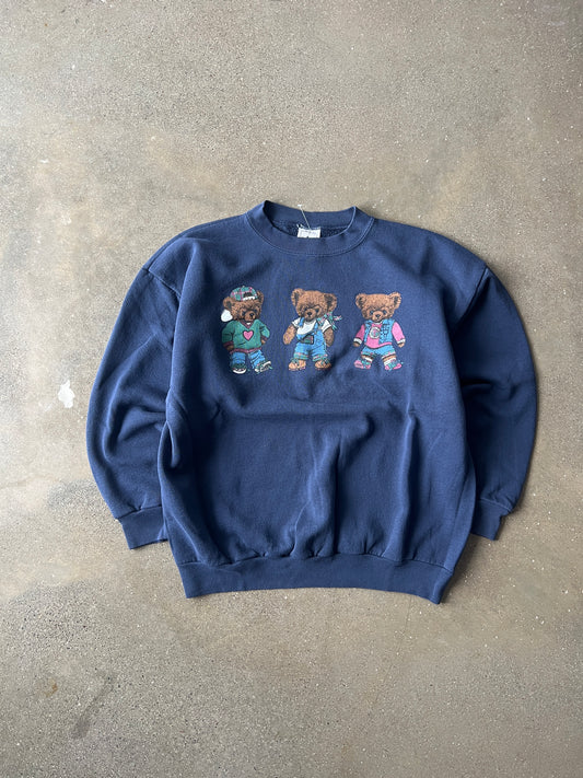 Vintage Navy Blue Bear Crew - XL