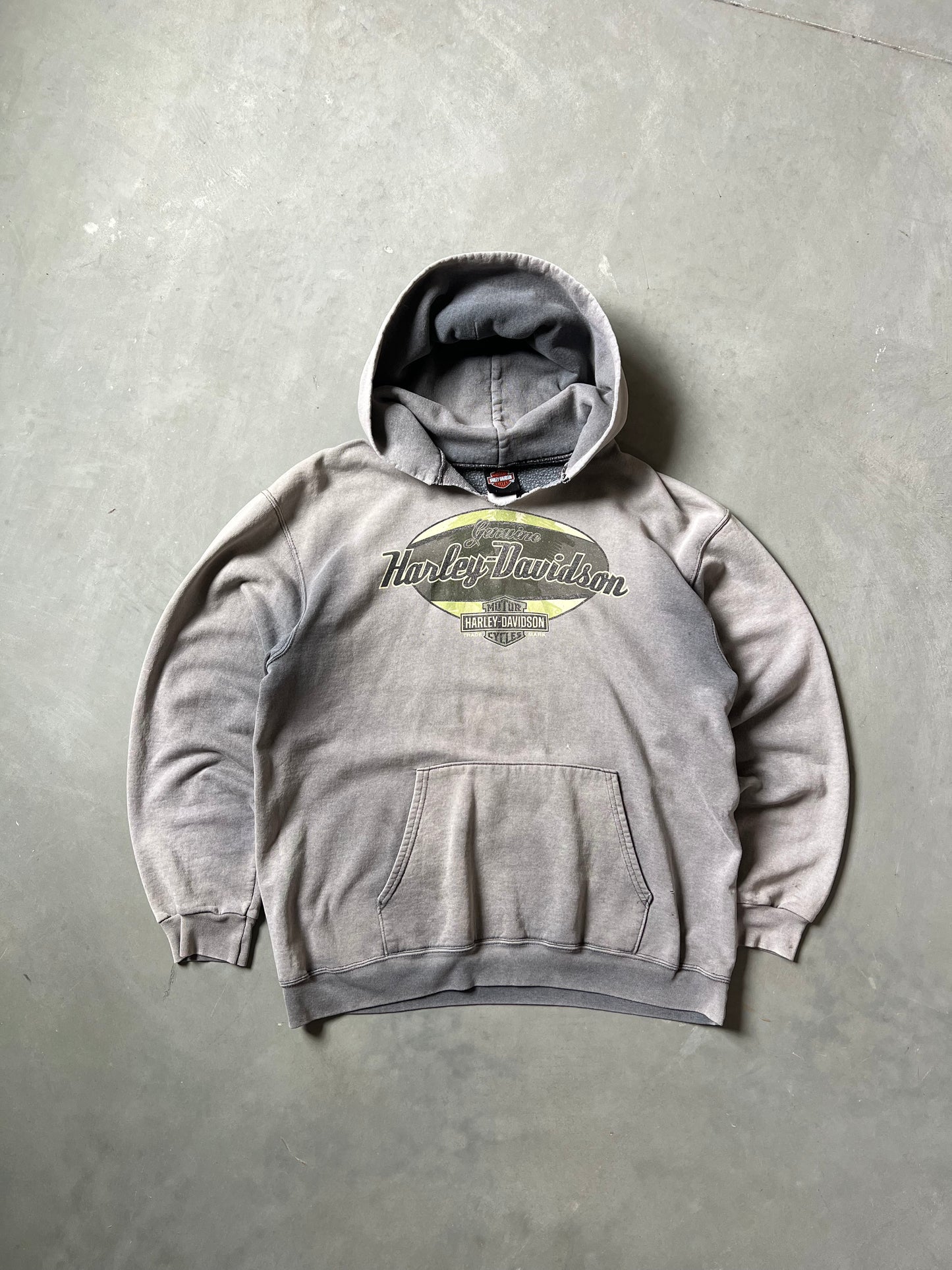 Vintage Faded Grey Harley Davidson Hoodie - L