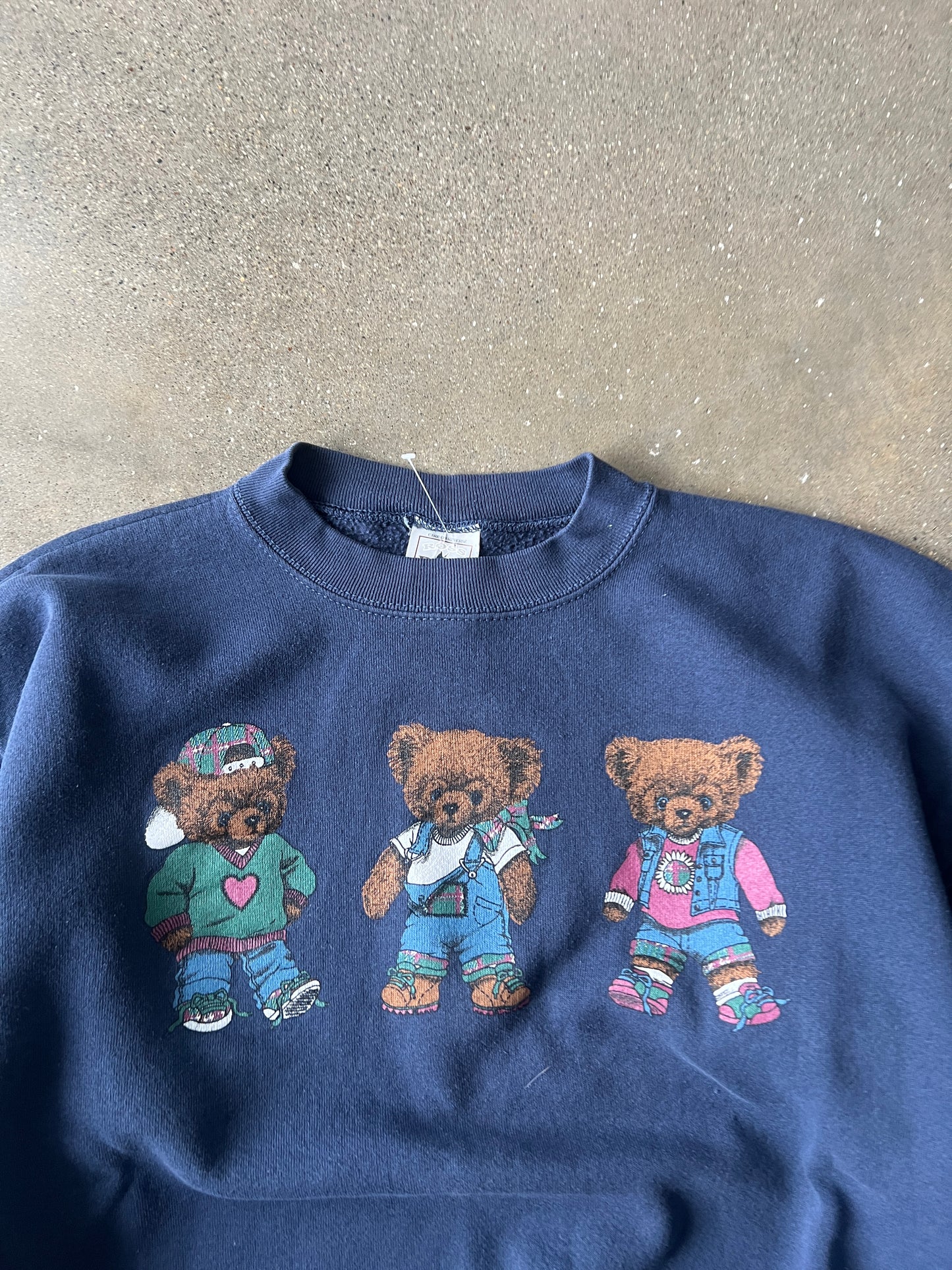 Vintage Navy Blue Bear Crew - XL