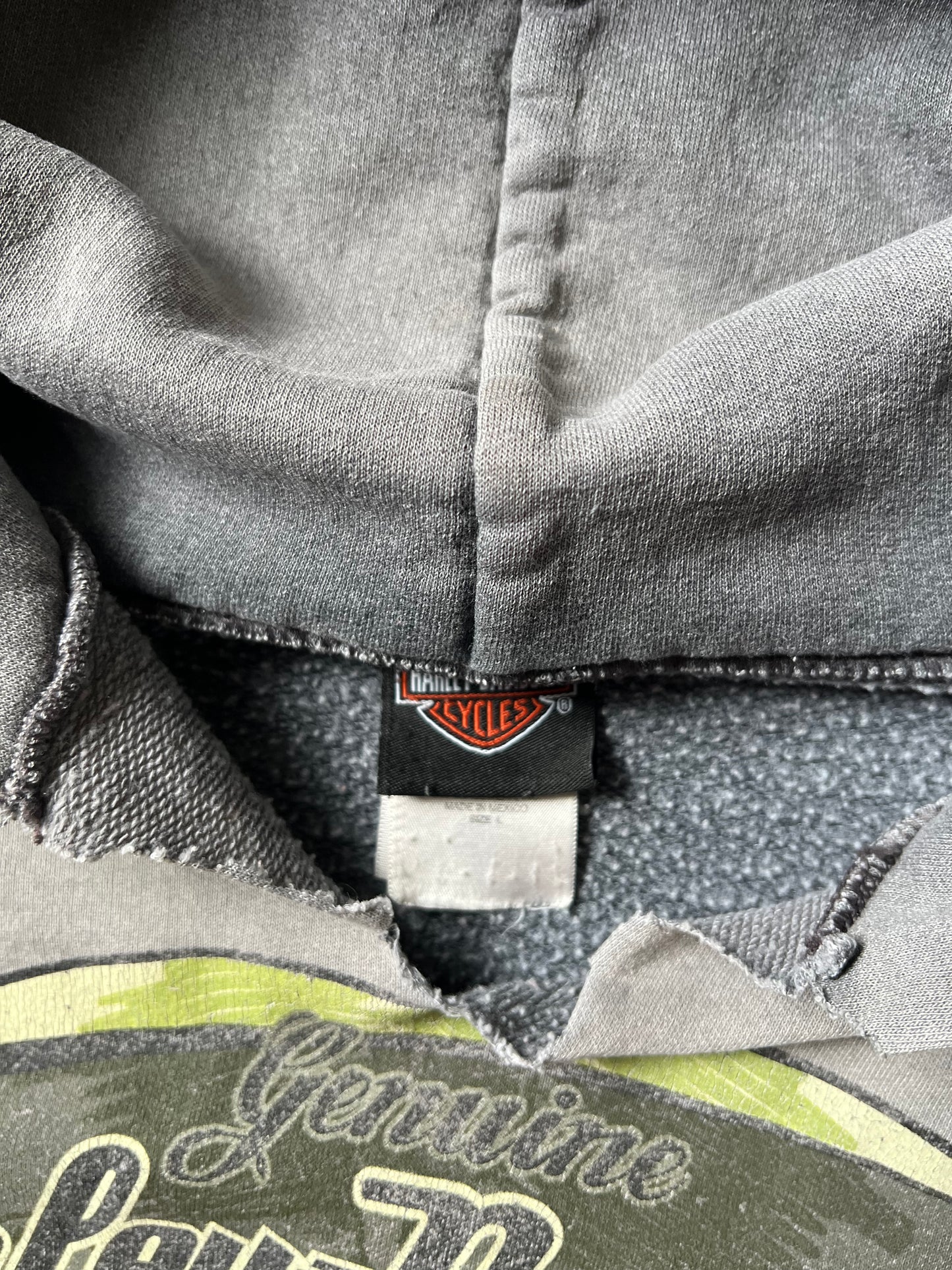 Vintage Faded Grey Harley Davidson Hoodie - L