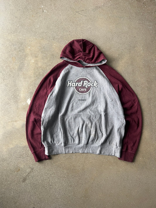 Vintage Grey Maroon Hard Rock Cafe Hoodie - XXL