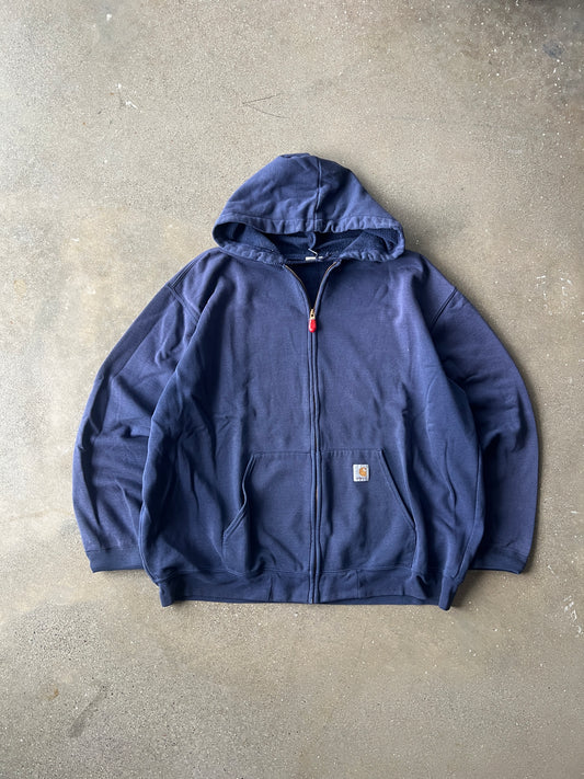 Vintage Navy Blue Carhartt Zip Up Hoodie - XXL