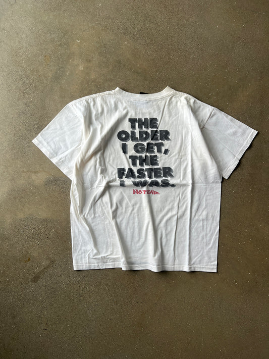 Vintage White Racing Graphic Spellout Shirt - XL