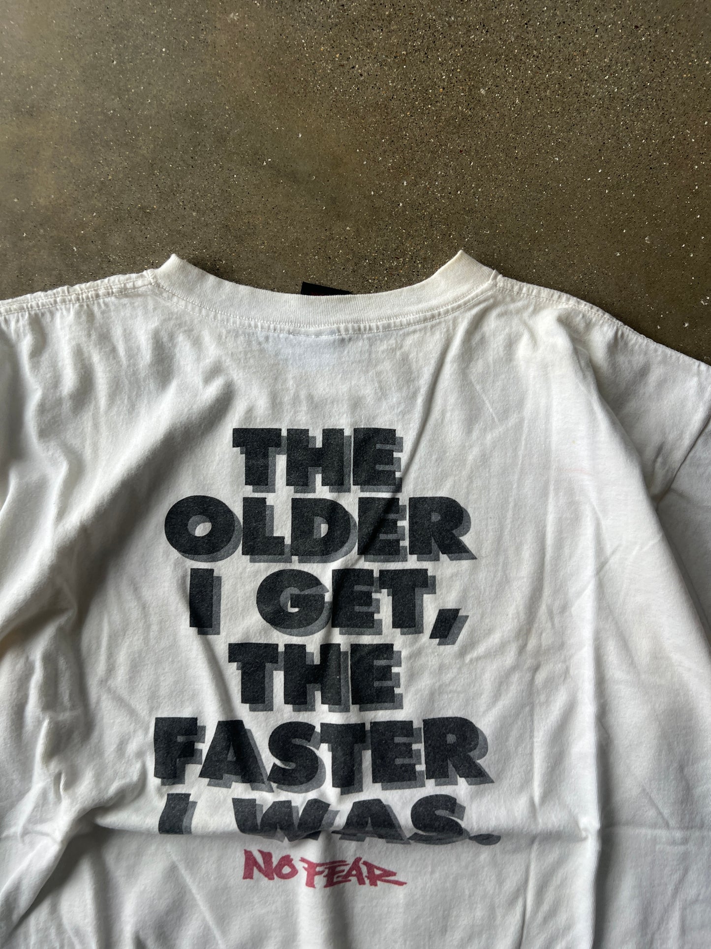 Vintage White Racing Graphic Spellout Shirt - XL