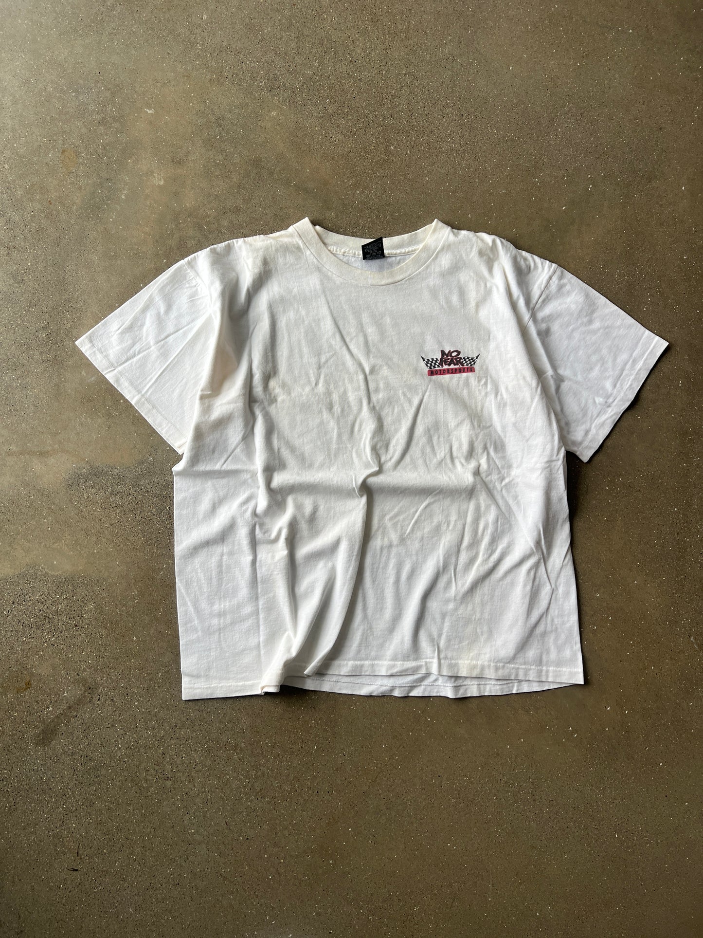 Vintage White Racing Graphic Spellout Shirt - XL