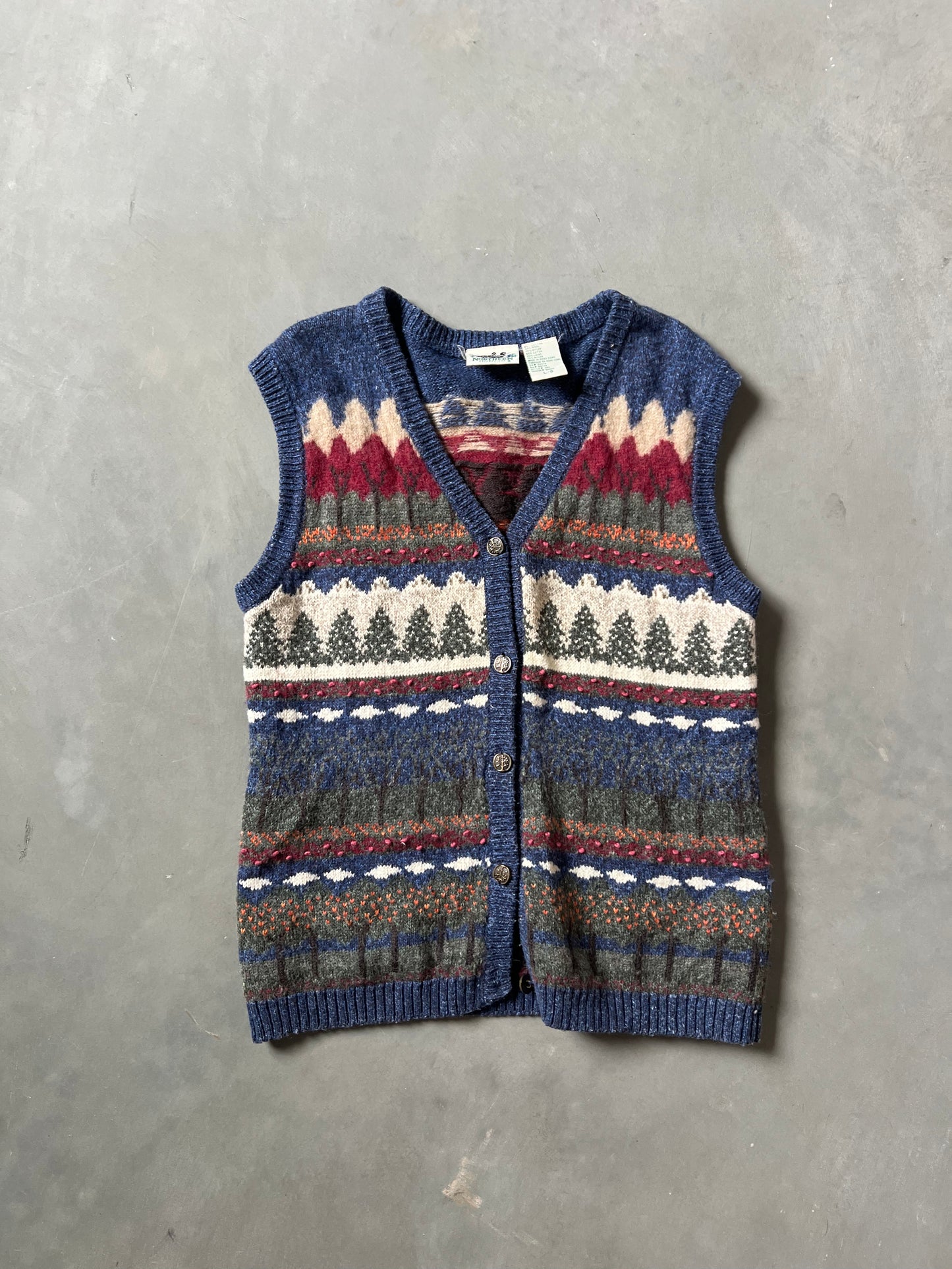 Vintage Granny Core Patterned Vest - L