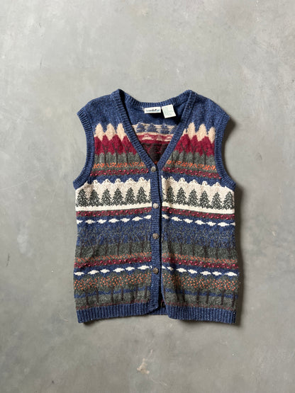 Vintage Granny Core Patterned Vest - L