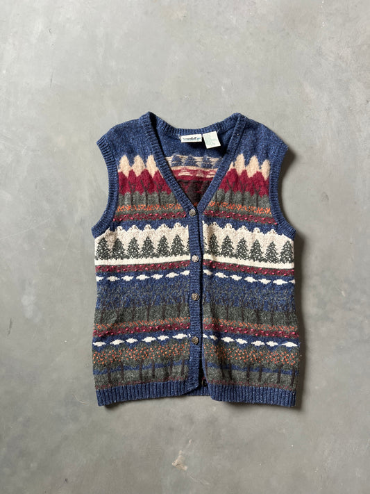 Vintage Granny Core Patterned Vest - L