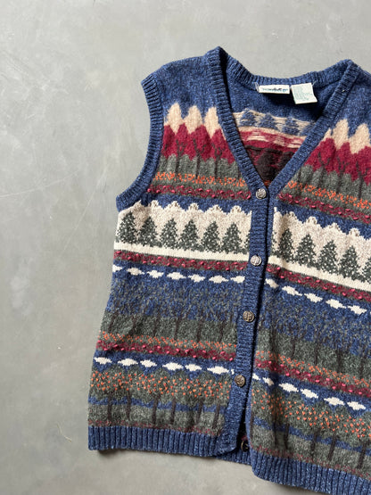 Vintage Granny Core Patterned Vest - L