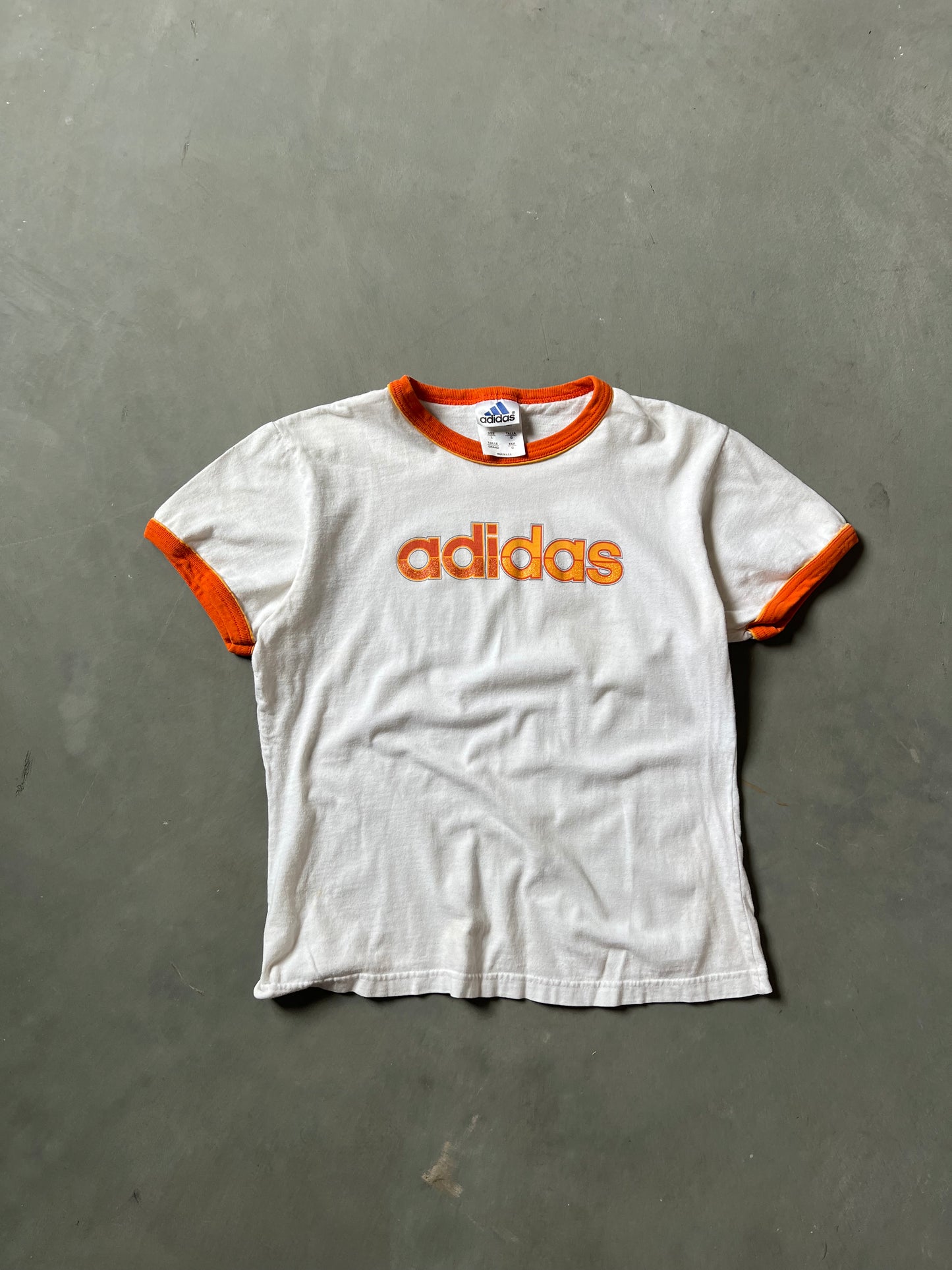 Vintage Orange Adidas Ringer Tee - L