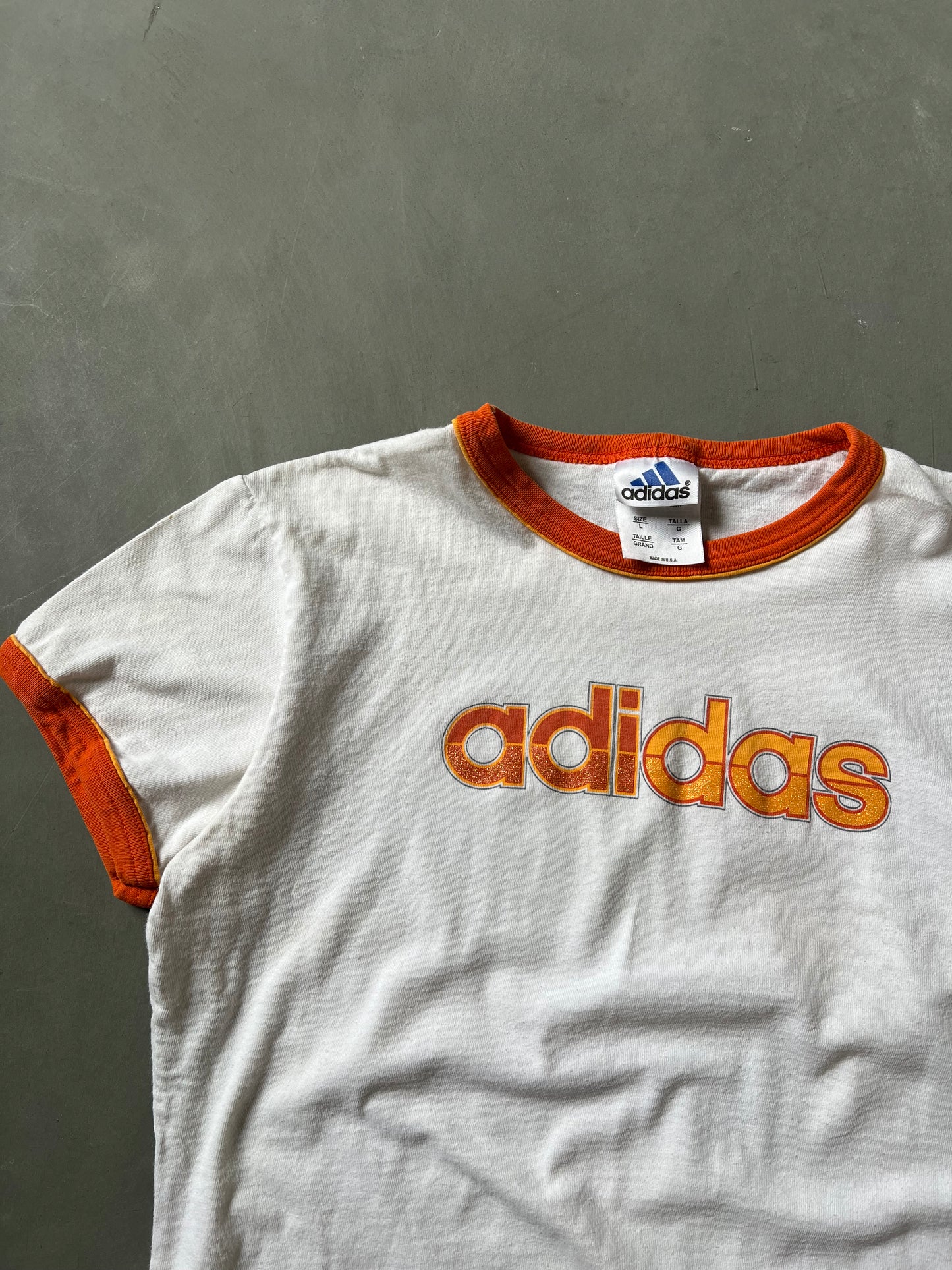 Vintage Orange Adidas Ringer Tee - L