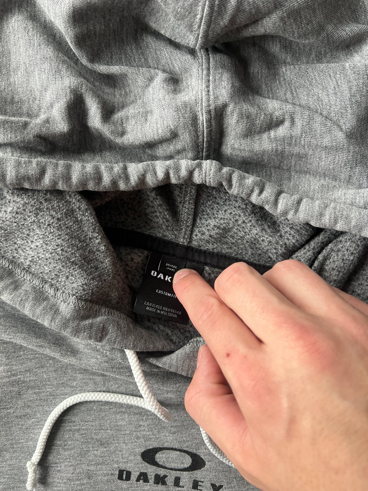 Vintage Faded Grey Oakley Hoodie - L