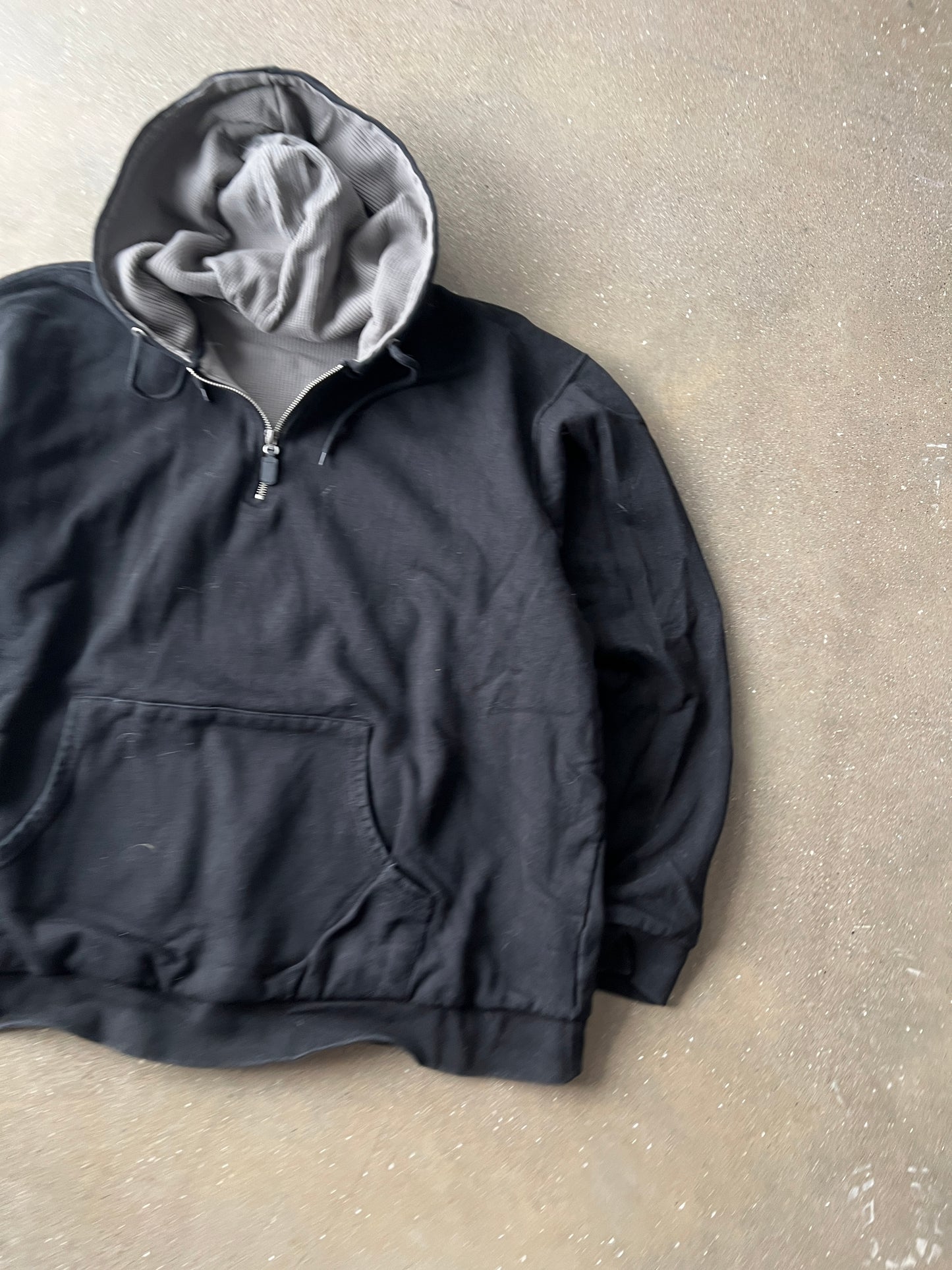 Vintage Black Thermal Lined Zip Up Hoodie - XL