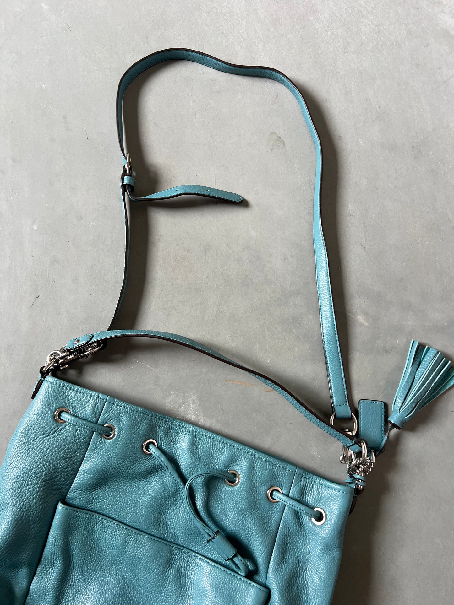 Vintage Turquoise Blue Coach Satchel Bag