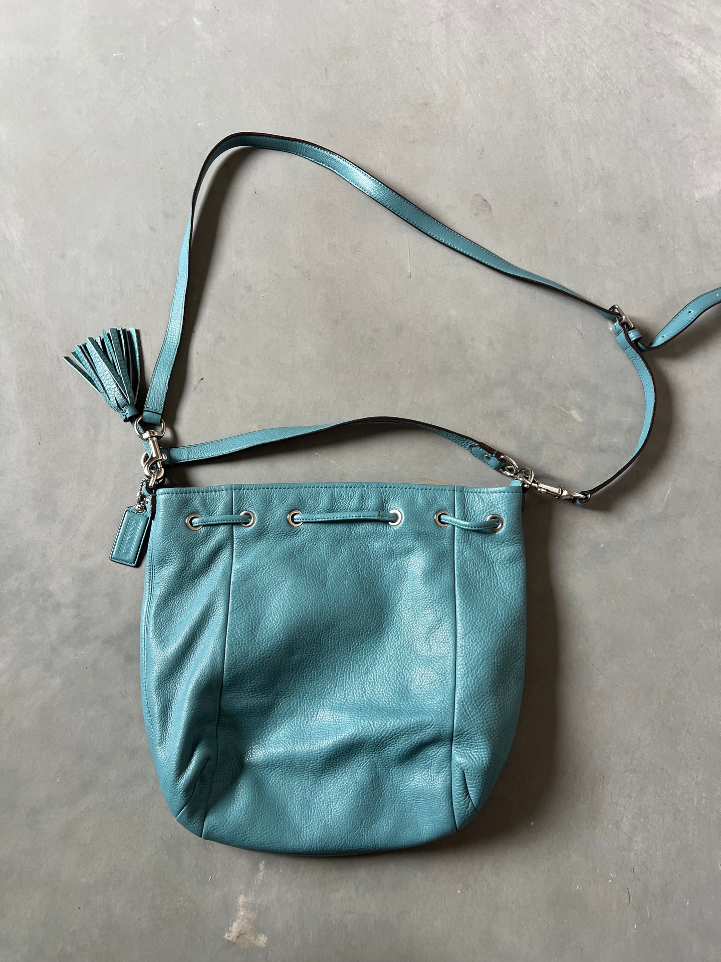 Vintage Turquoise Blue Coach Satchel Bag